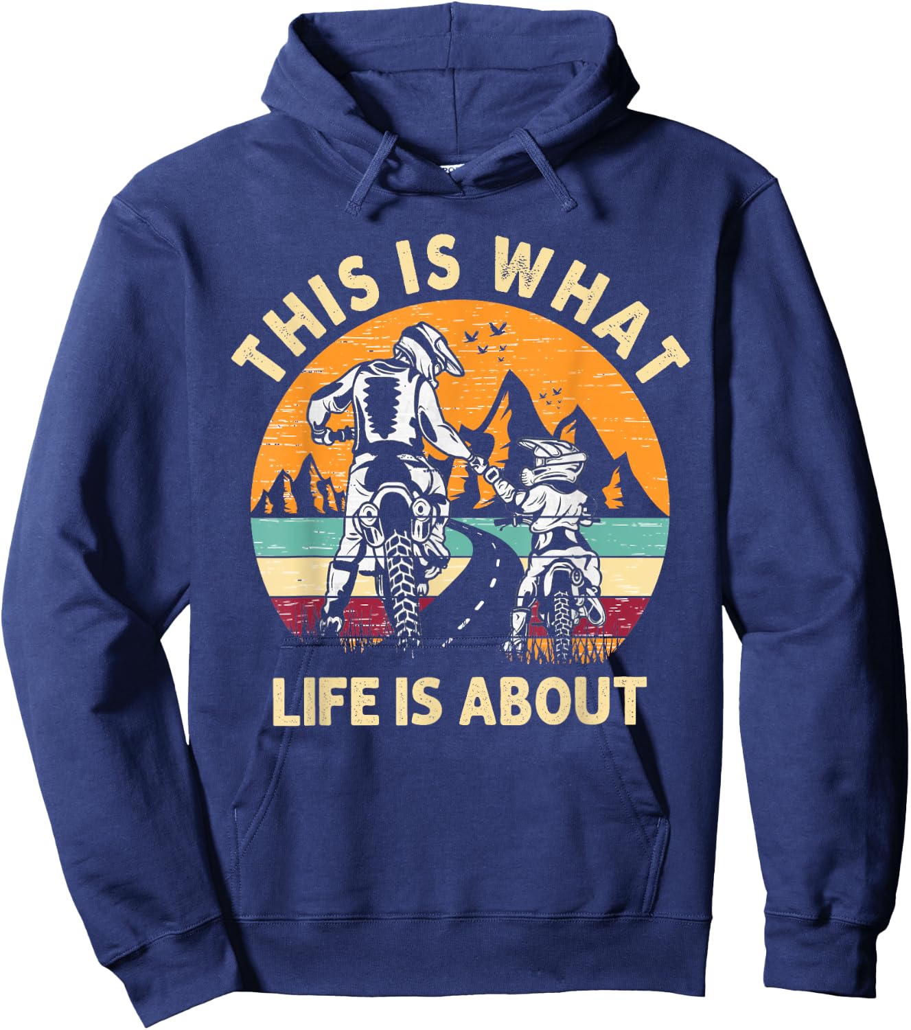 Motocross Dirt Bike Dad Motorcycle Biker Father Kids Son Hoodie - Hoodie | Navy