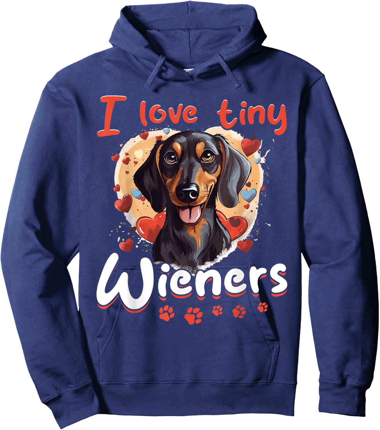 Dachshund wiener sausage dog I Love tiny Wieners Hoodie - Hoodie | Navy