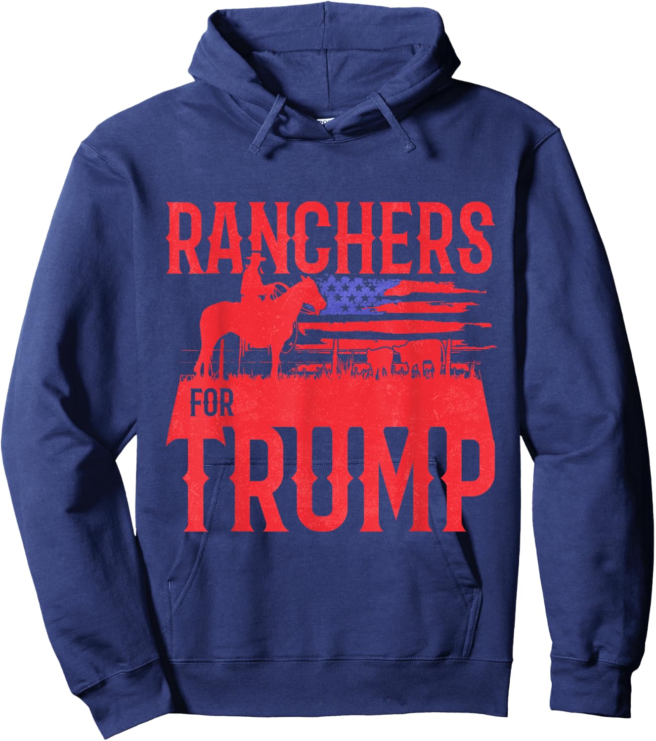 Ranchers for Trump Conservative Republican Support President Hoodie - Hoodie | Navy