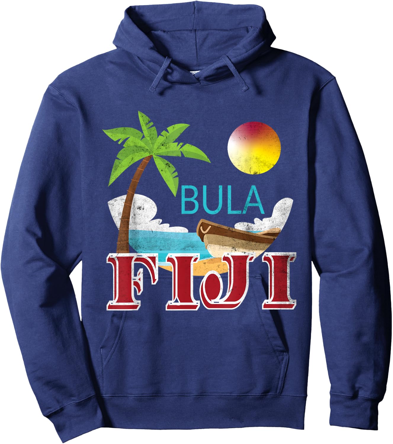 Tourist and Native Fiji Bula Vintage Grunge Vacation Shirt Hoodie - Hoodie | Navy