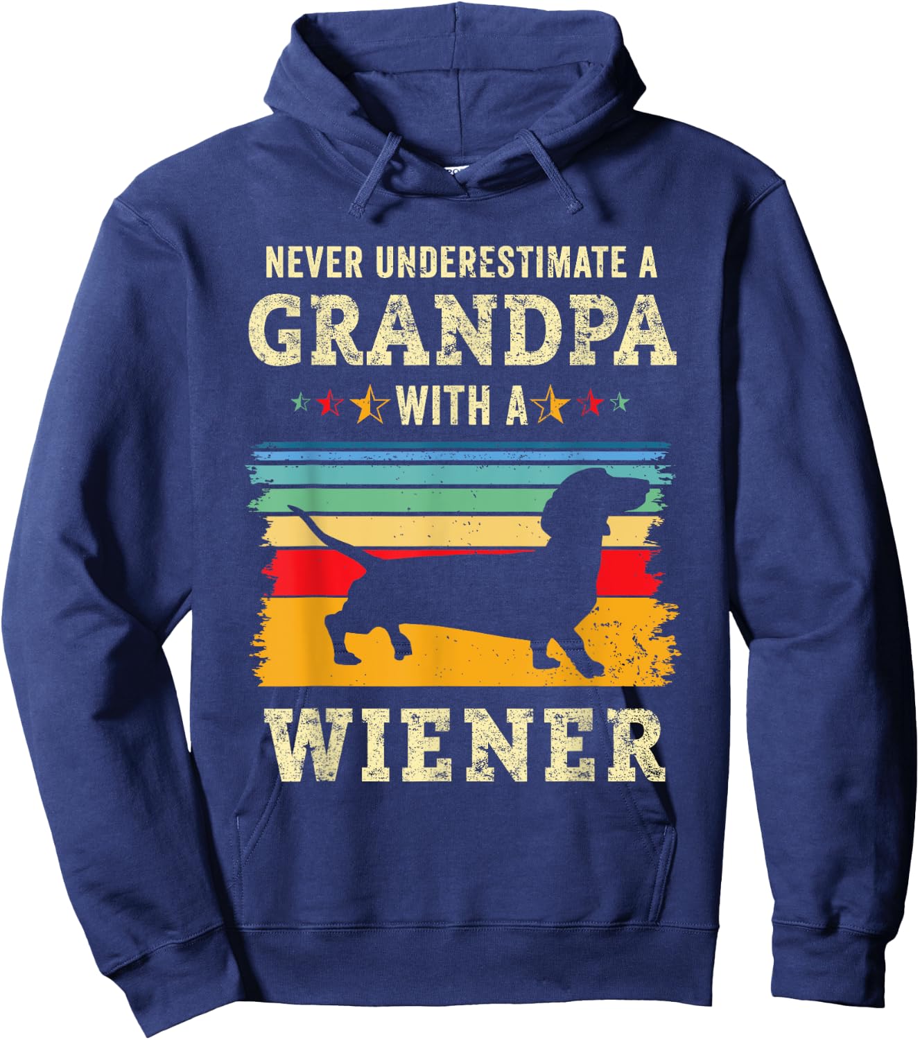 Funny Wiener Dog Grandpa Humor Dachshund Grandfather Doxie Hoodie - Hoodie | Navy