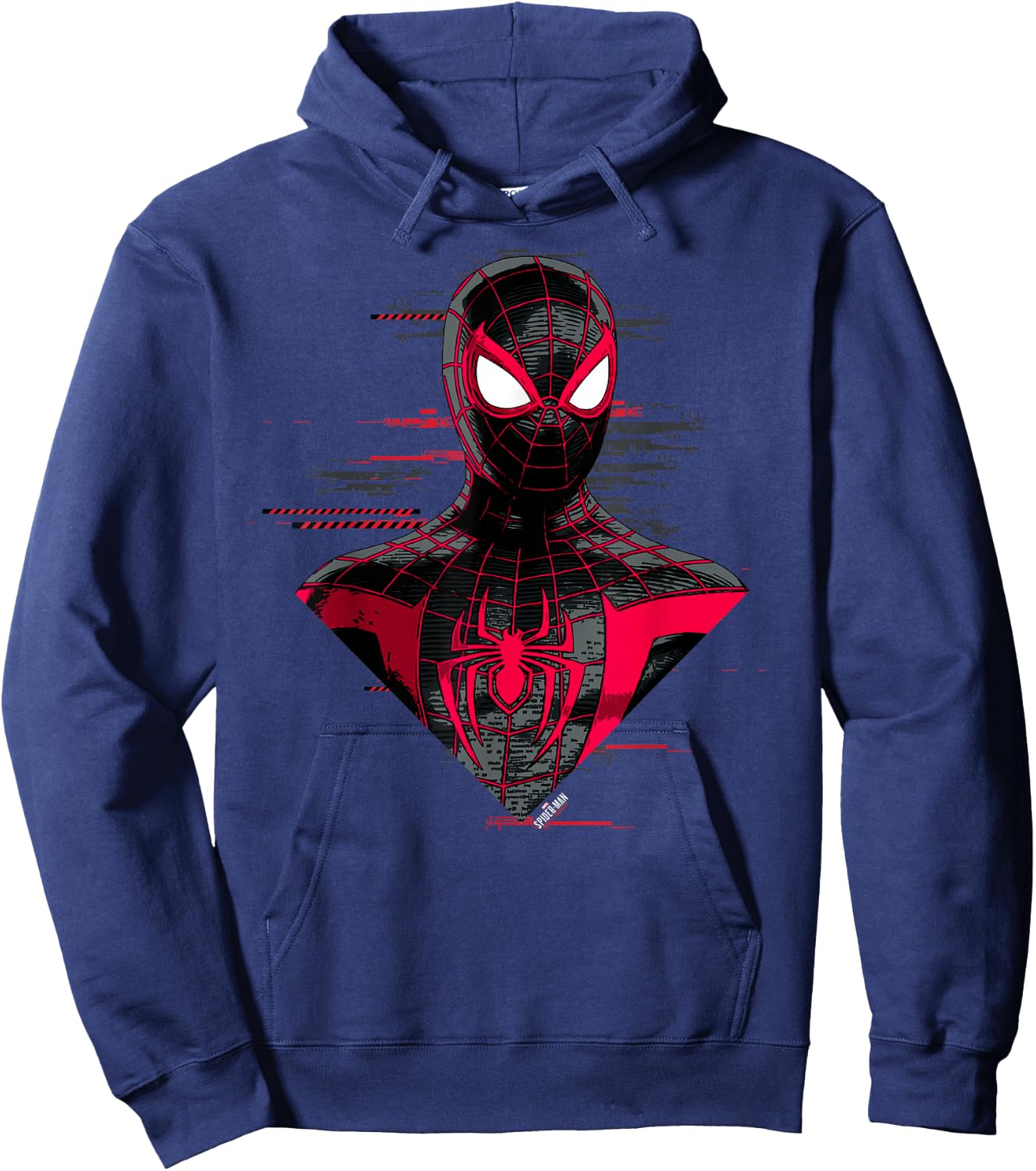 Marvel Spider-Man: Miles Morales Glitch Big Face Hoodie - Hoodie | Navy