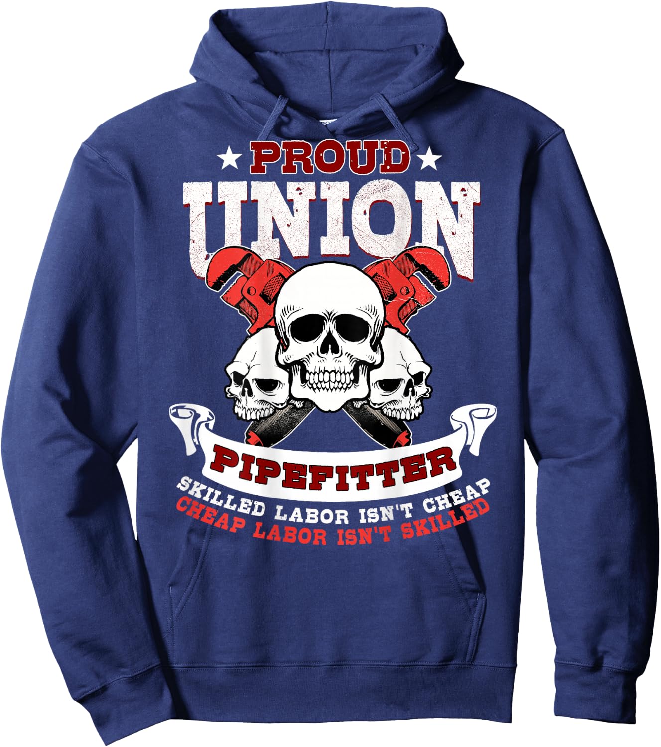 Pipefitter Plumber Steamfitter Image On Back Of Shirt Hoodie - Hoodie | Navy