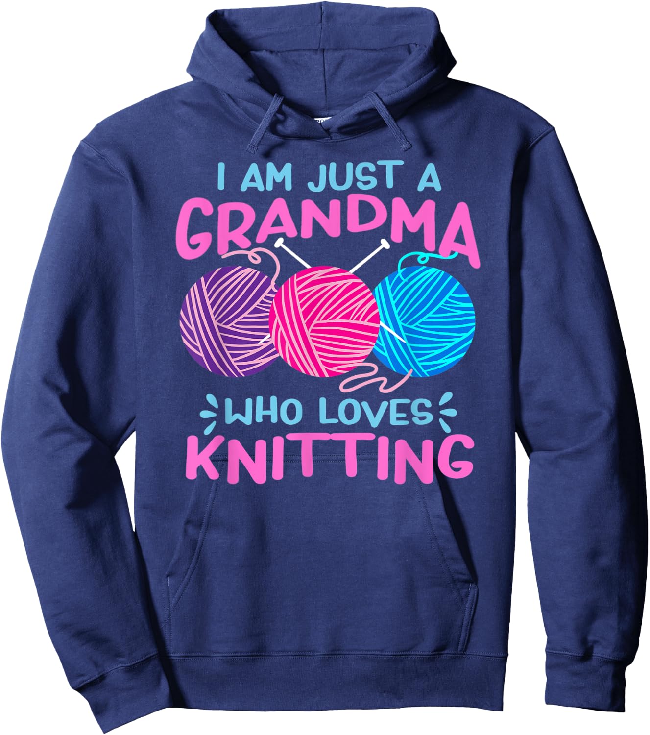 Just A Grandma Who Loves Knitting Wool Funny Granny Knitter Hoodie - Hoodie | Navy