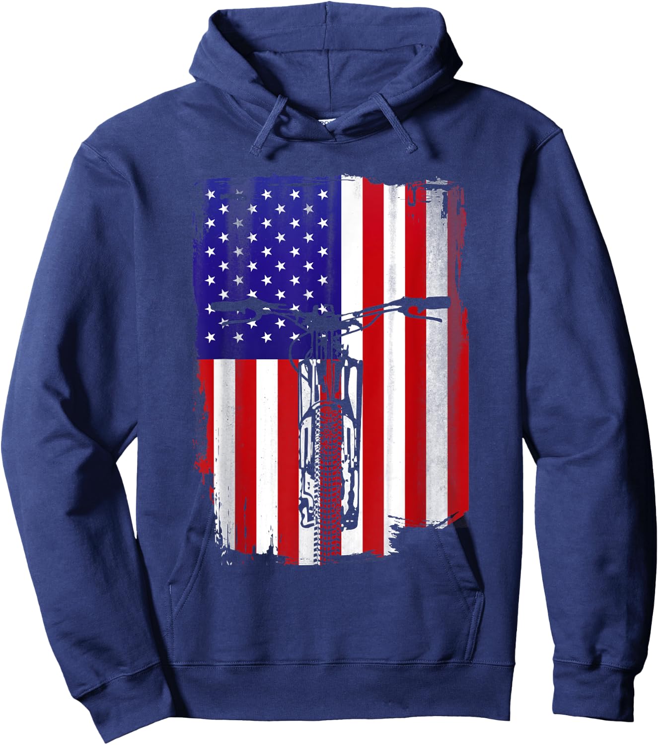 Mountain Biking American Flag Cycling USA Flag Mountain Bike Women Men Hoodie - Hoodie | Navy
