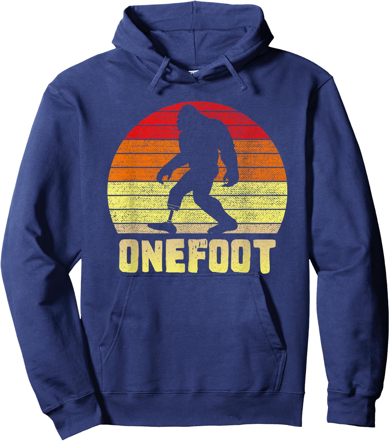 Onefoot Leg Amputee Recovery | One Foot Bigfoot Funny Sunset Hoodie - Hoodie | Navy
