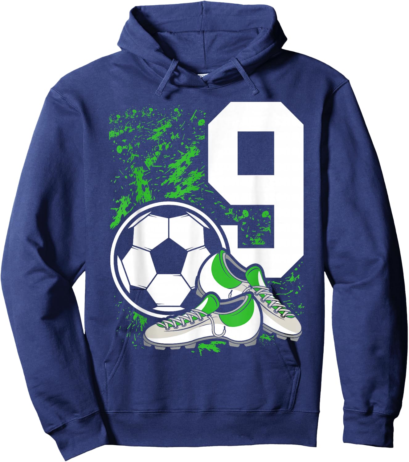 9th Birthday Boys 9 Years Soccer Football Player Birthday Hoodie - Hoodie | Navy