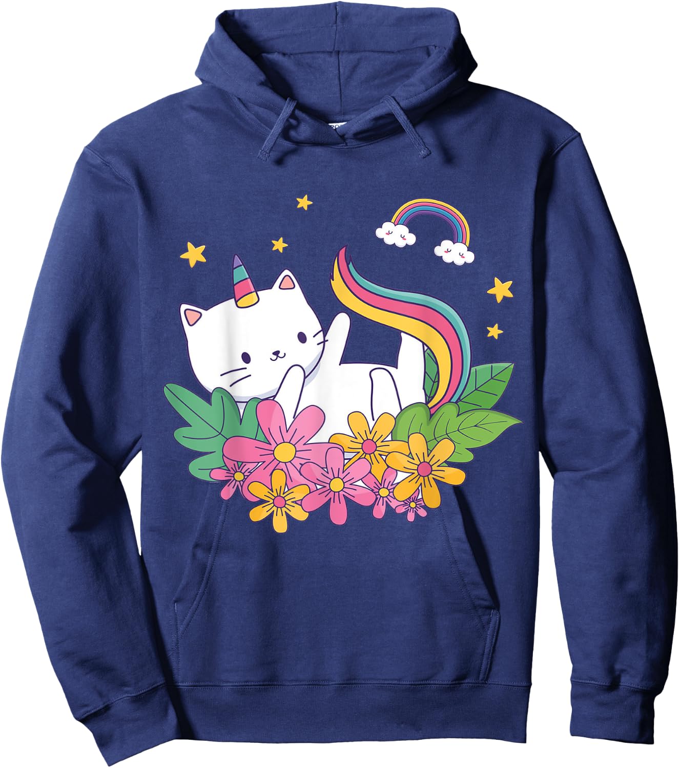 Meowgical Caticorn- Cat Unicorn Girls Women Kittycorn Hoodie - Hoodie | Navy