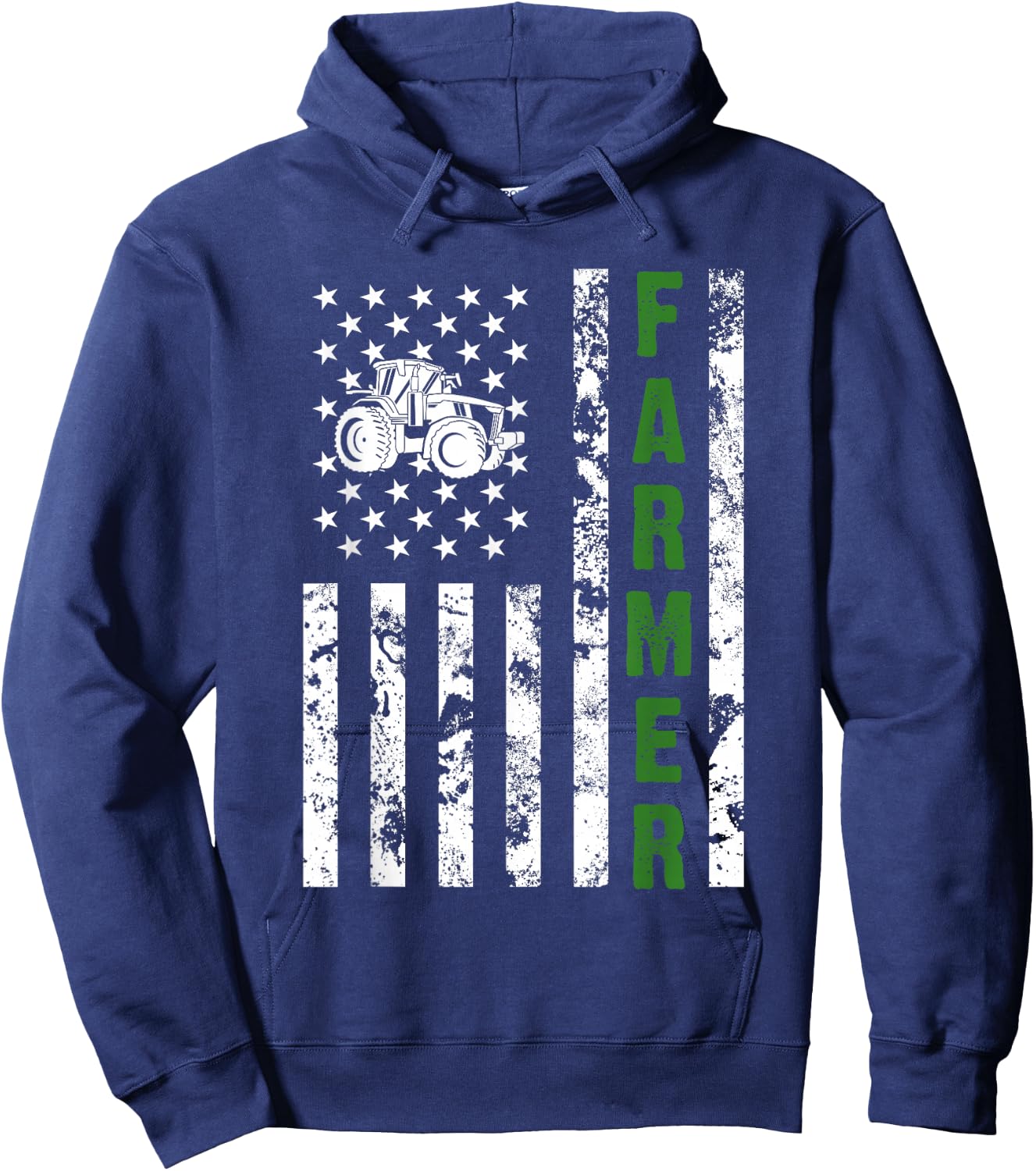 Flag with Tractor - Patriotic Farmer & Farming Gift Small Hoodie - Hoodie | Navy