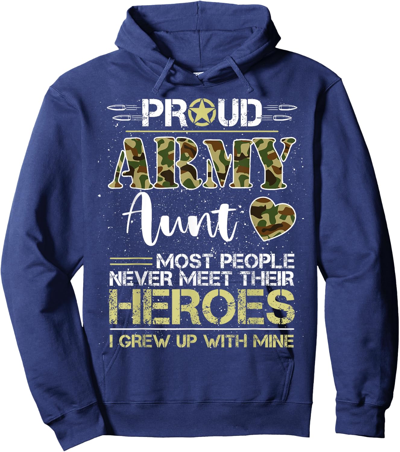 Proud Army Aunt Camou Soldier Family I Raised Mine Match Hoodie - Hoodie | Navy