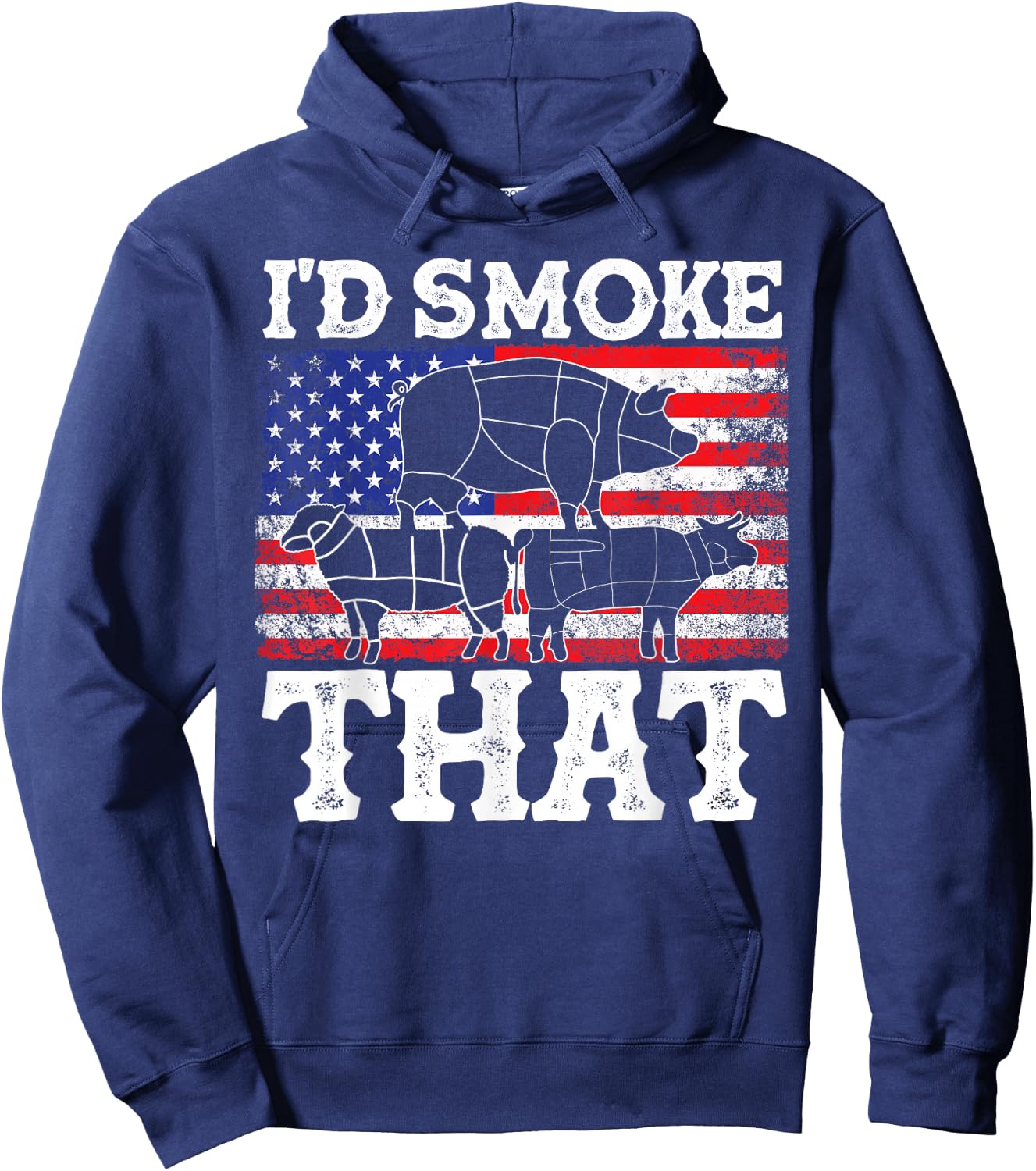 Funny Barbecue Id Smoke That Patriotic Grillmaster US BBQ Hoodie - Hoodie | Navy