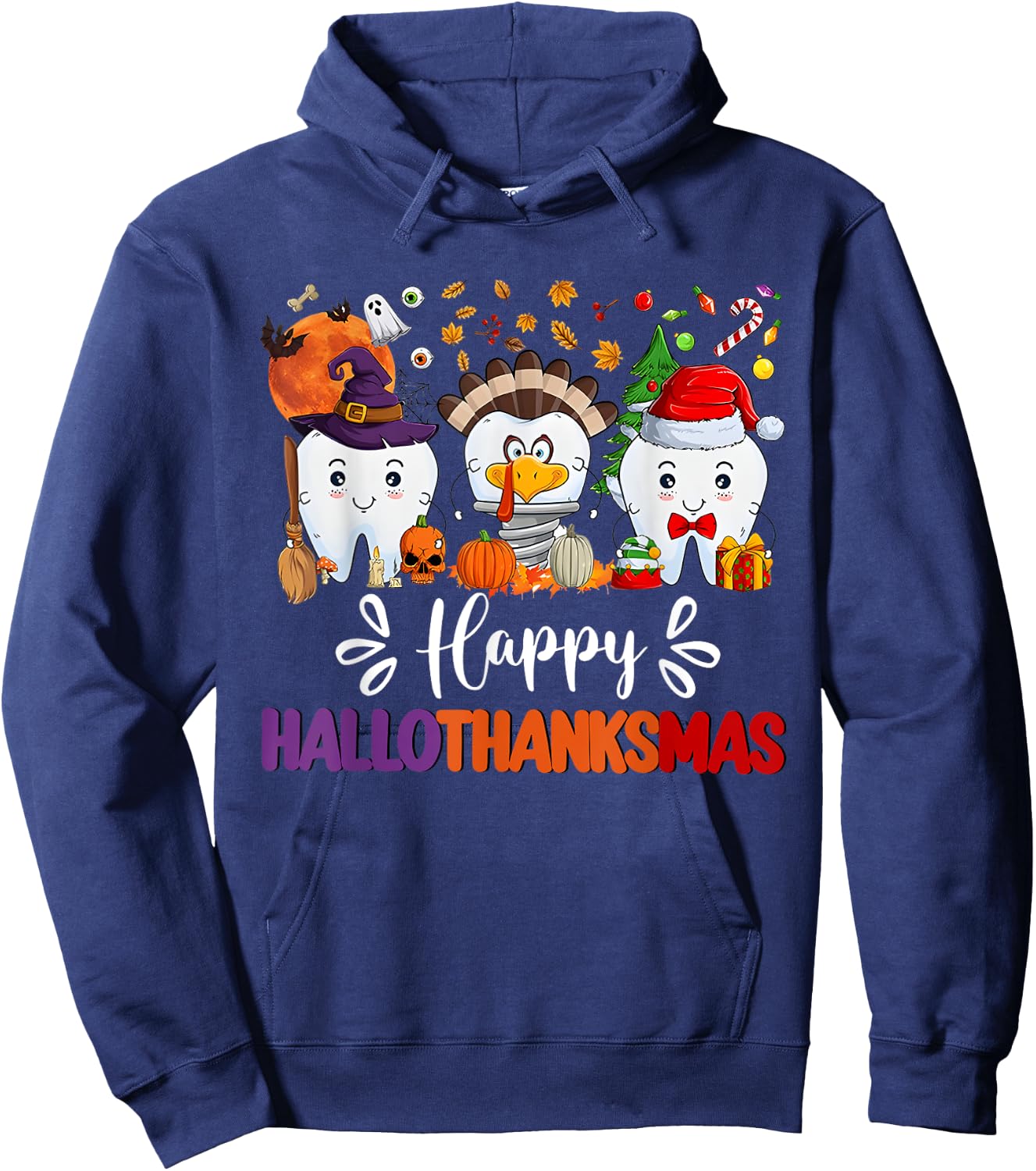 Happy HalloThanksMas Dental Boo Crew Dentist Assistant Hoodie - Hoodie | Navy