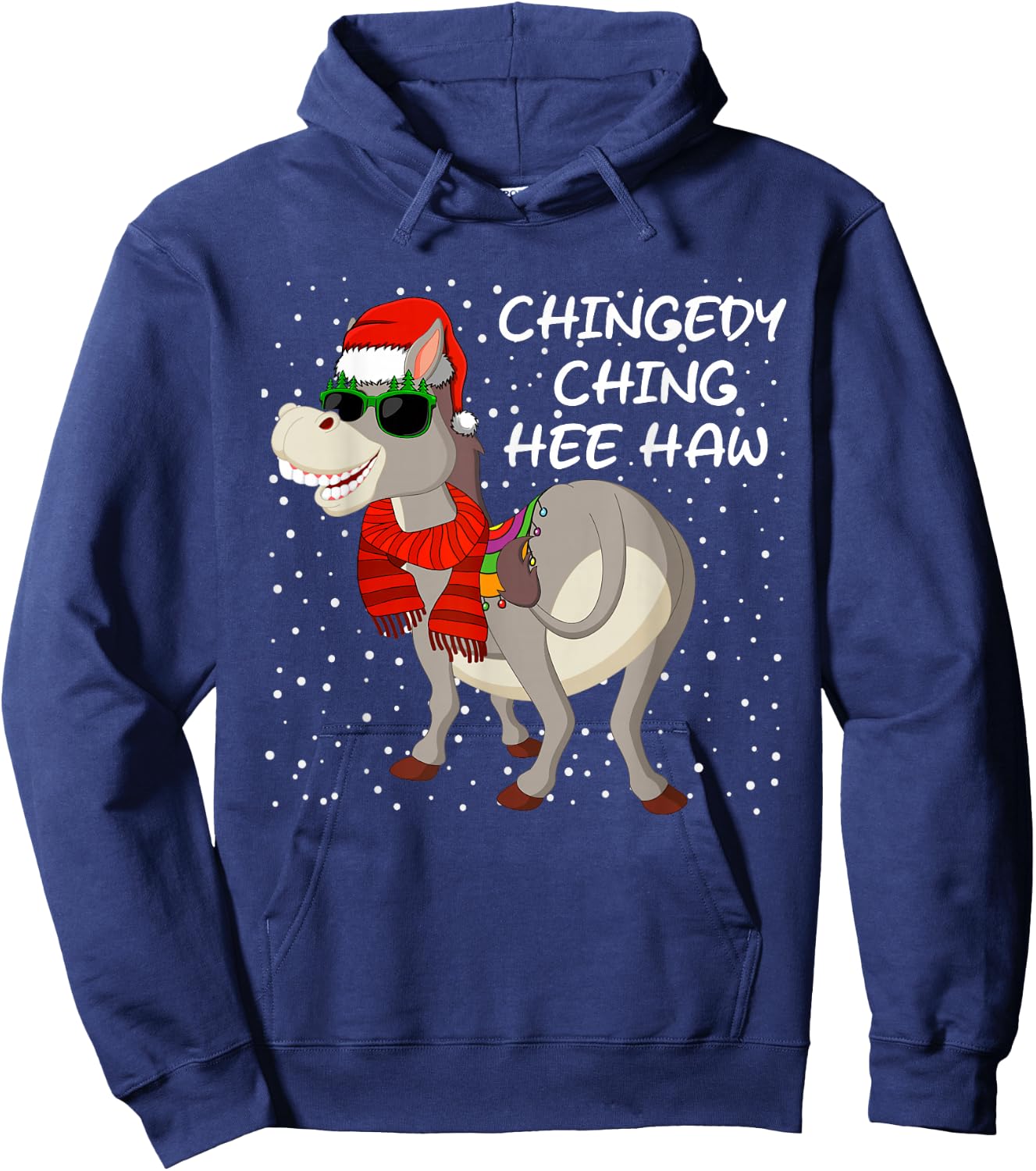 Christmas Donkey Italian Xmas Funny Donkey Lover Pajamas Hoodie - Hoodie | Navy