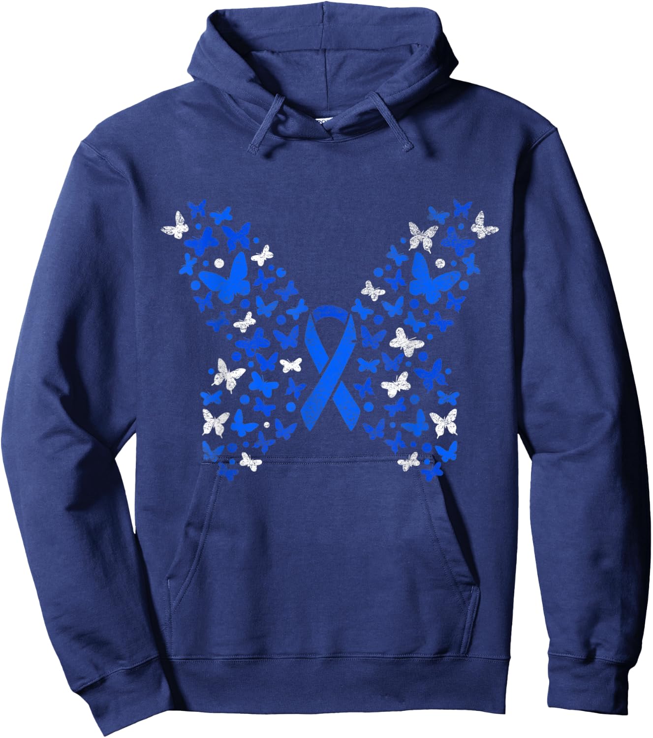 Butterfly Colorectal Cancer Awareness Hoodie - Hoodie | Navy