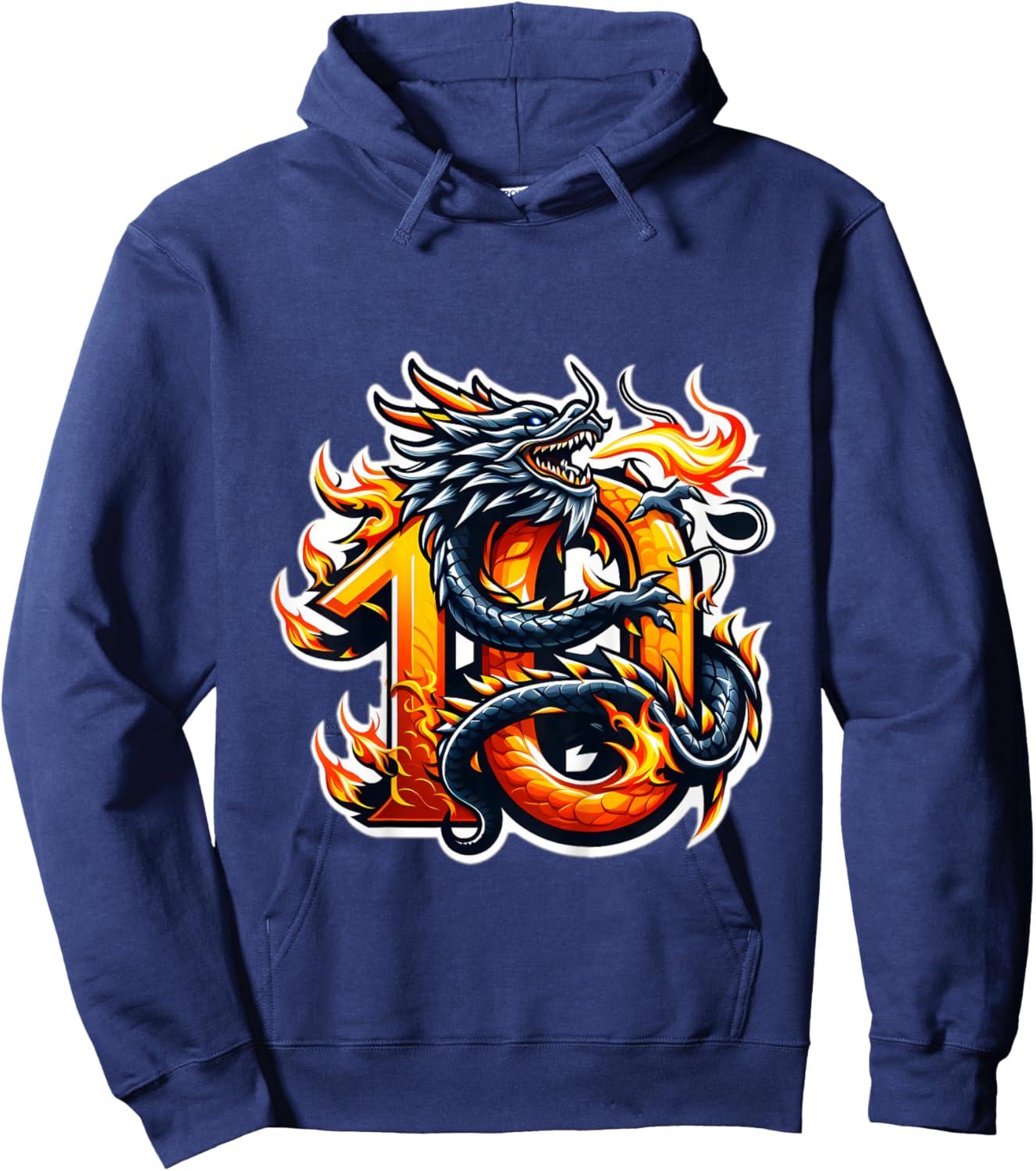 Turning 10 Years Old Dragon Birthday Party 10th Boy, Girl Hoodie - Hoodie | Navy
