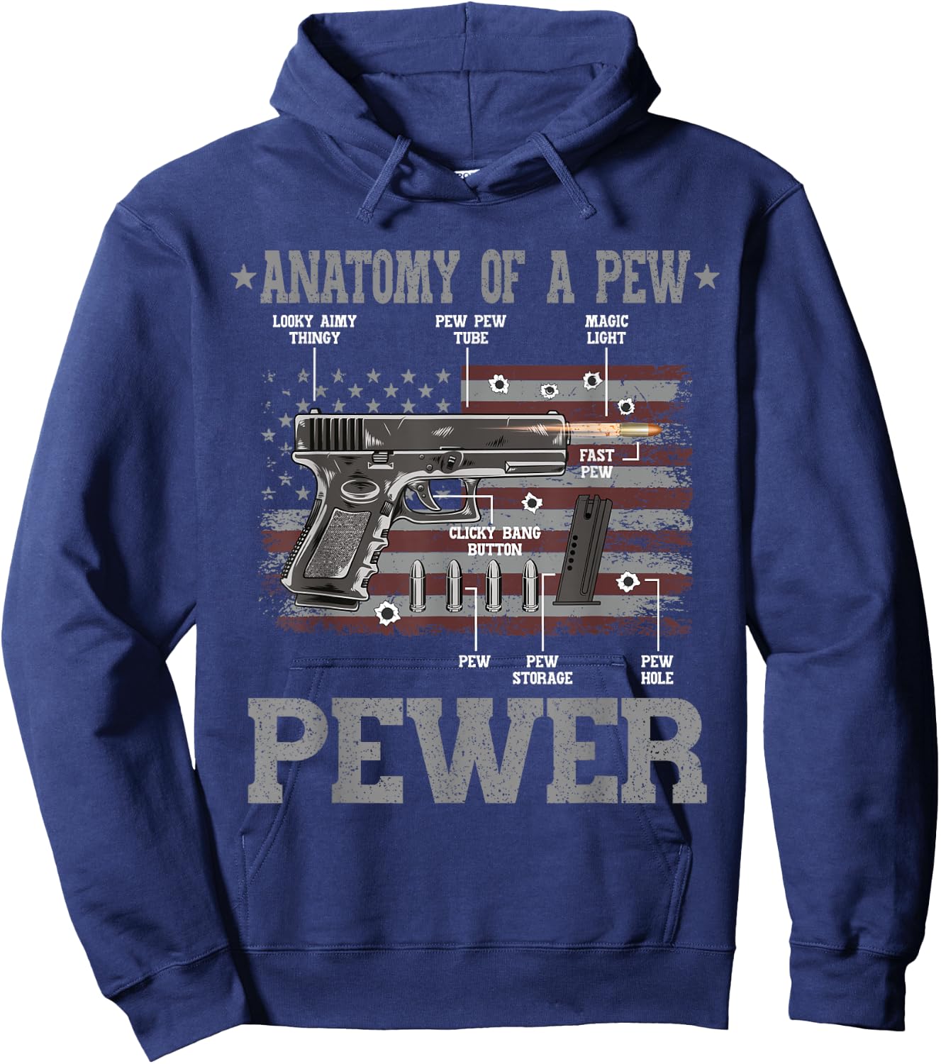 Anatomy Of A Pew Pewer Gun Weapon Ammo Gift Amendment Saying Hoodie - Hoodie | Navy