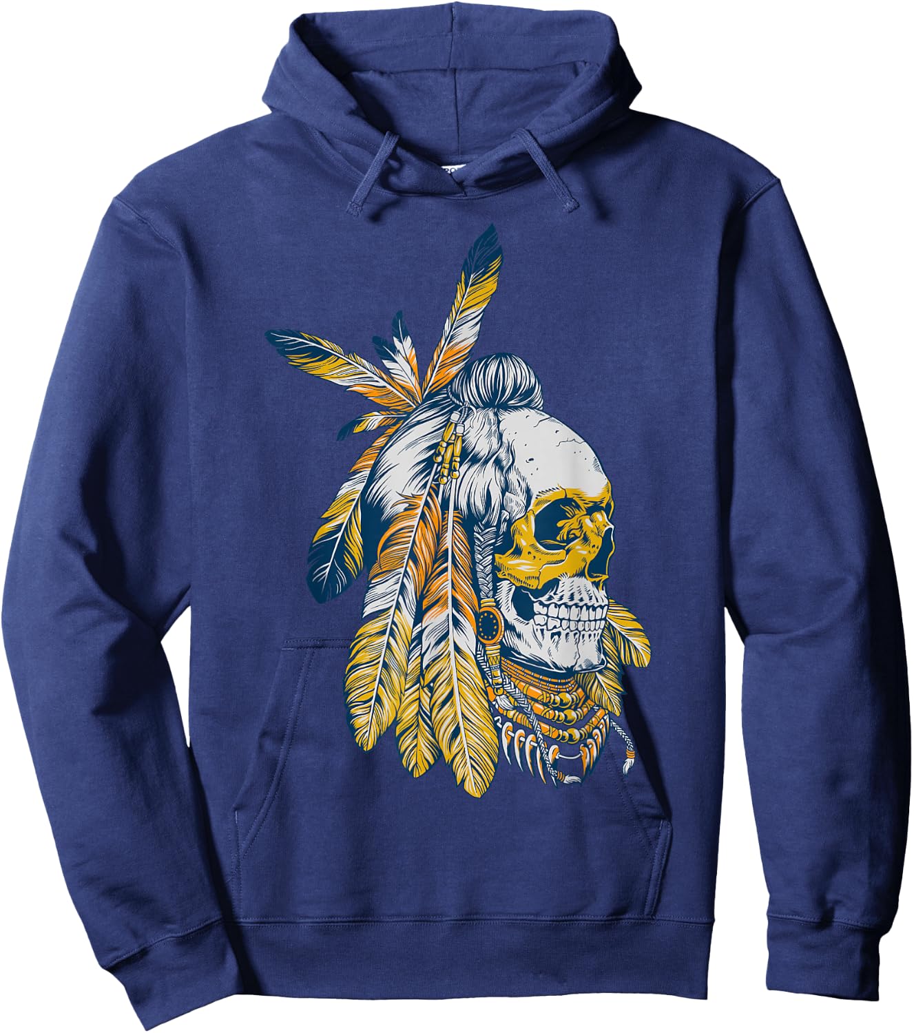 American Motorcycle Skull Native Indian Eagle Chief Vintage Hoodie - Hoodie | Navy