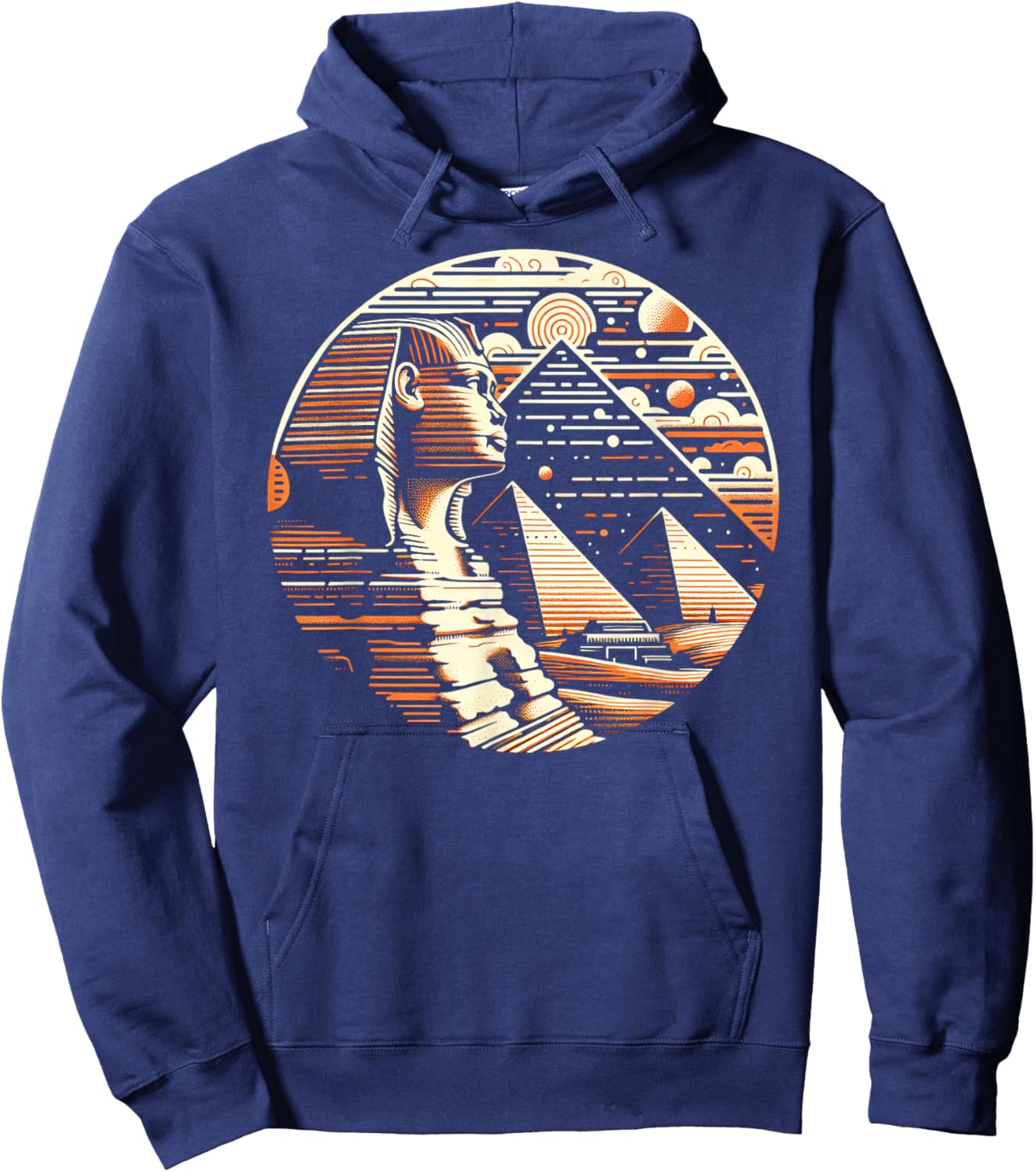 Majestic Sphinx and Pyramids Artwork Hoodie - Hoodie | Navy