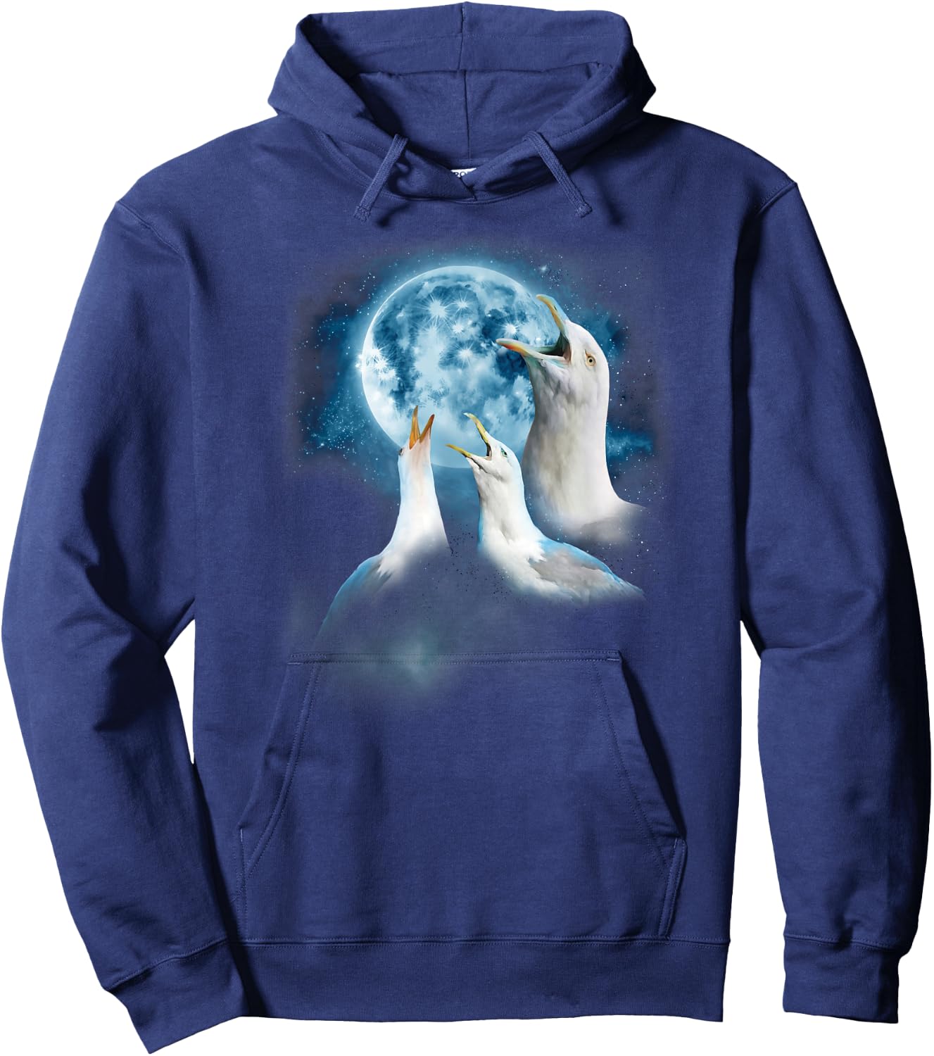 Funny Seagull Shirt - Seagulls Howling at the Moon Hoodie - Hoodie | Navy