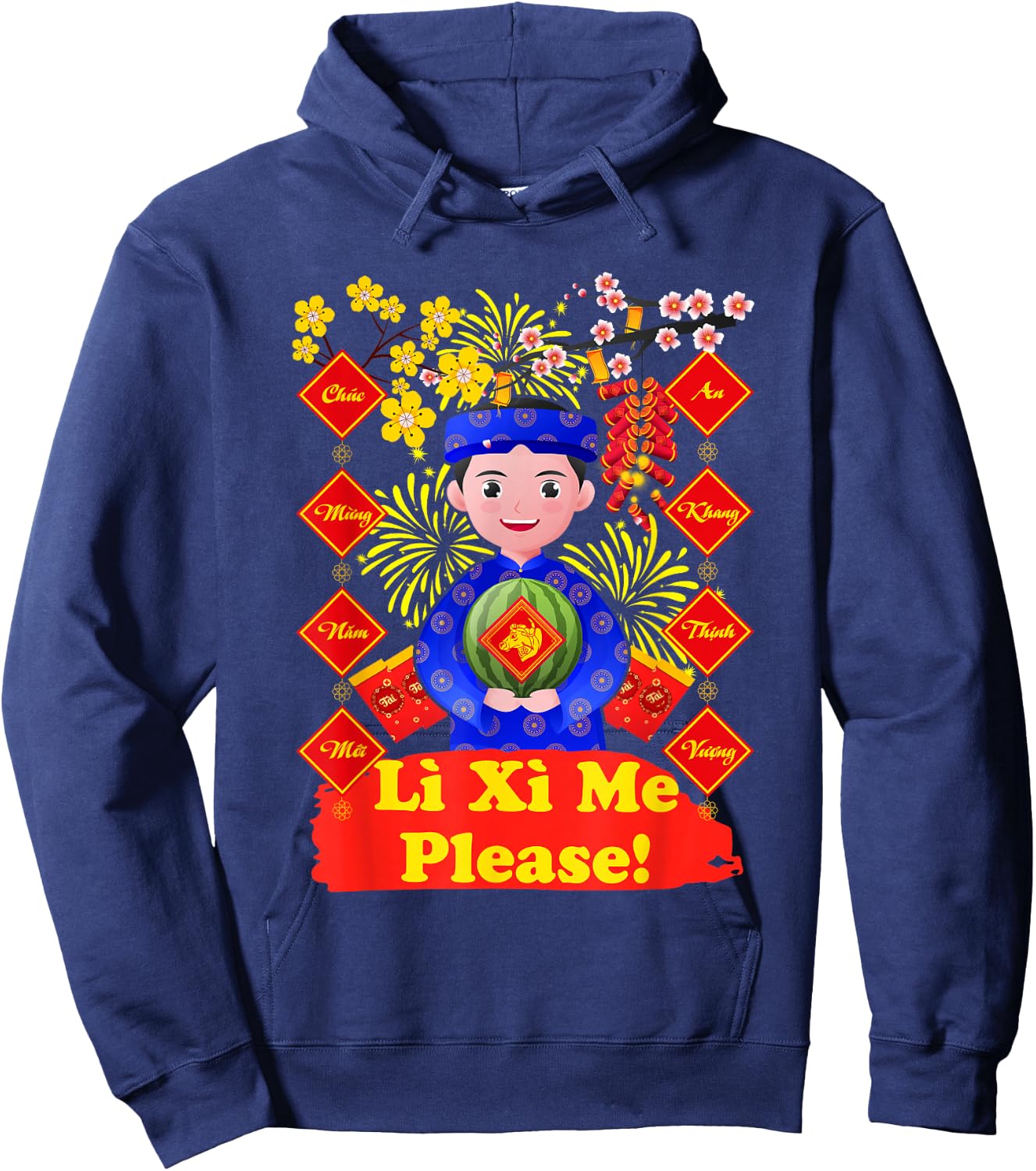 Li Xi Me Please, Boy Kid Vietnamese Lunar New Year 2022 Hoodie - Hoodie | Navy