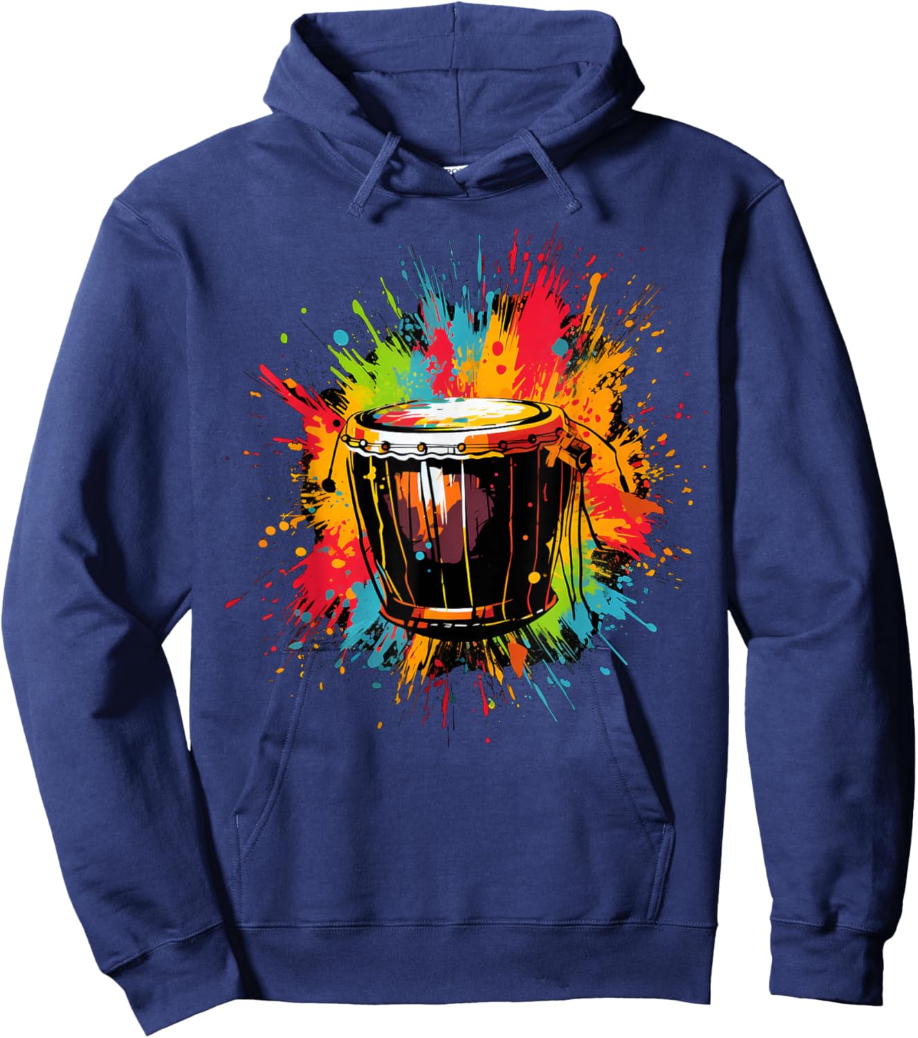 Djembe instrument on colorful painted Djembe Hoodie - Hoodie | Navy
