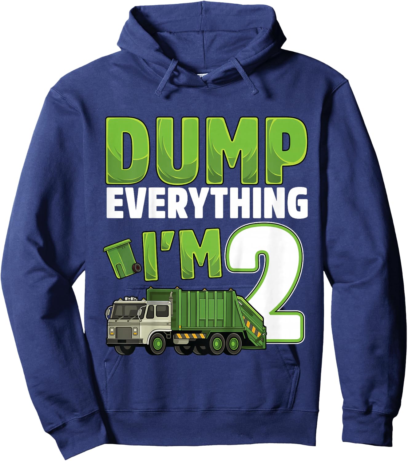 Recycling Trash 2 Year Old Garbage Truck 2nd Birthday Boy Hoodie - Hoodie | Navy