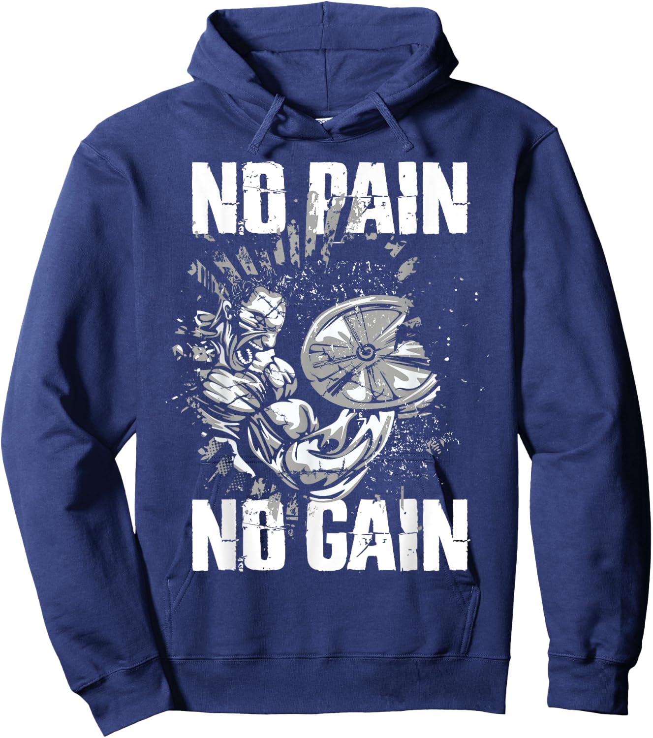 Gym Fitness and Bodybuilding Shirts No Pain No Gain Hoodie - Hoodie | Navy