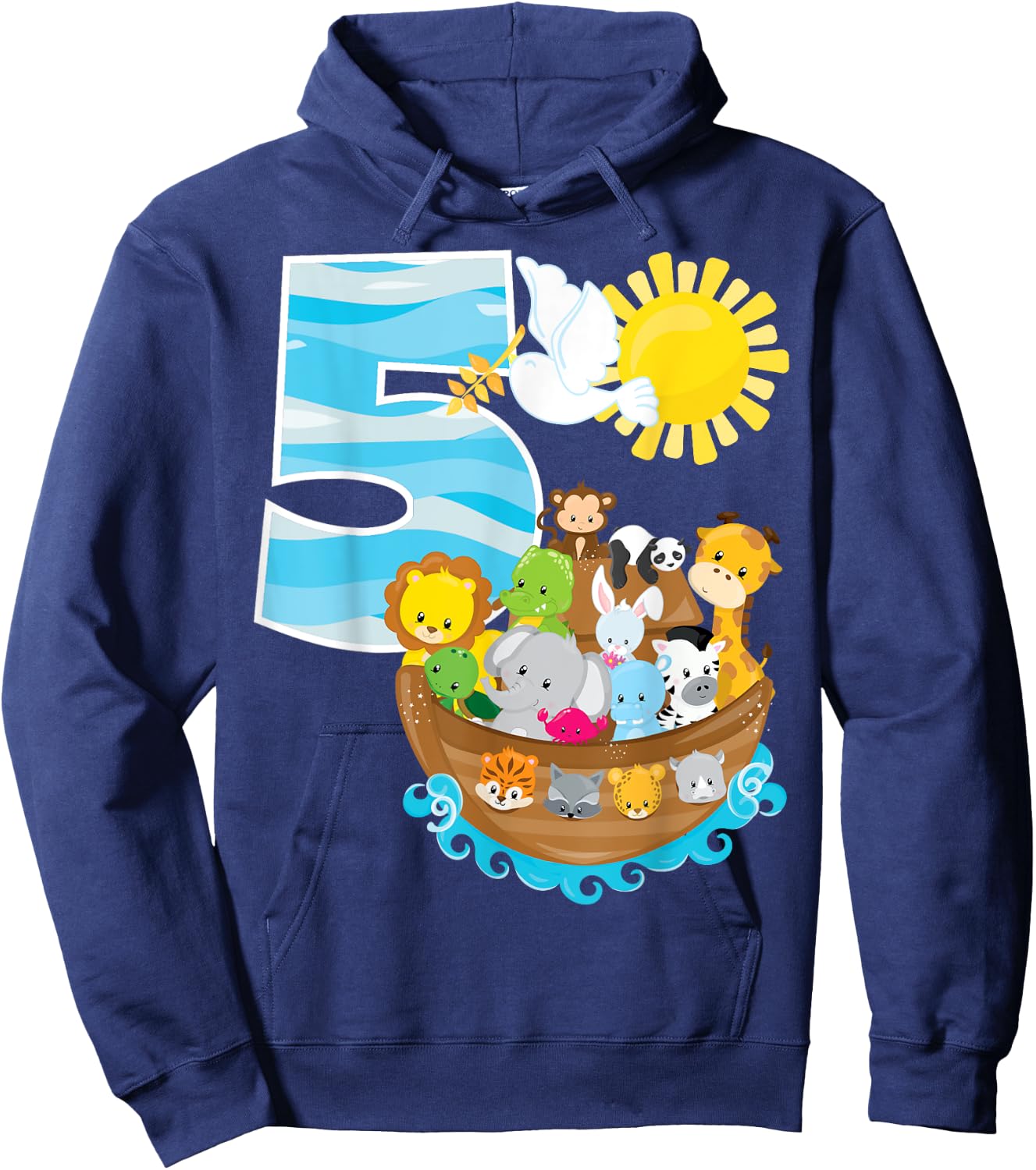 Noah's Ark Birthday Party 5th Birthday 5 Year Old Toddler Hoodie - Hoodie | Navy