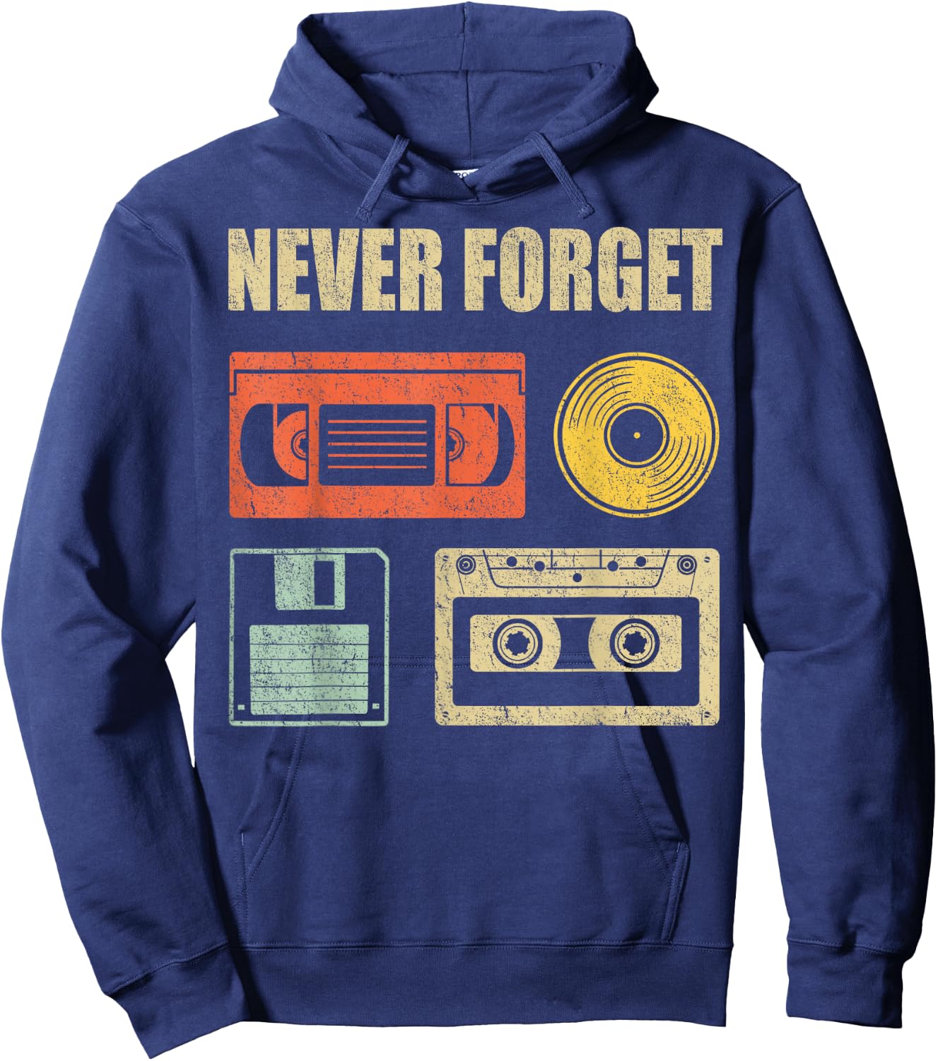 Never Forget Audio Cassette 70s 80s 90s Funny Gift Shirt Hoodie - Hoodie | Navy