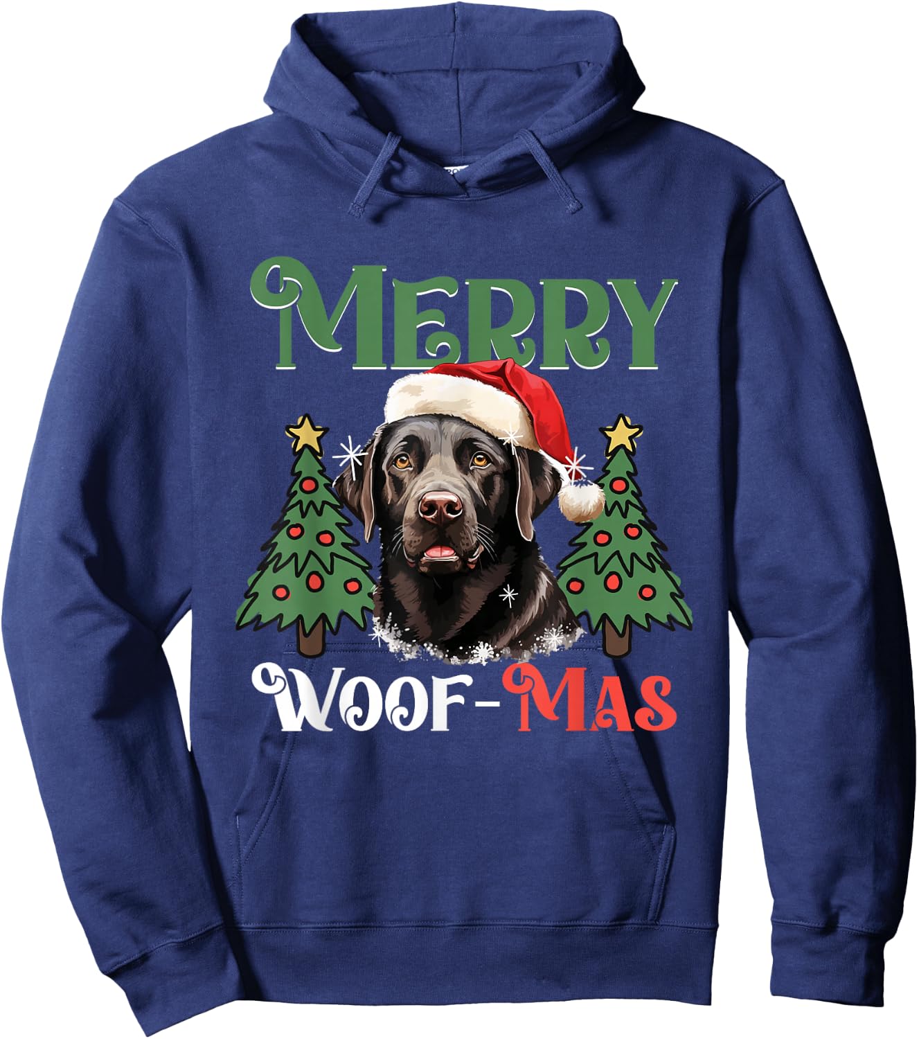 Labrador Retriever Merry Woof-mas Christmas X-mas Hoodie - Hoodie | Navy