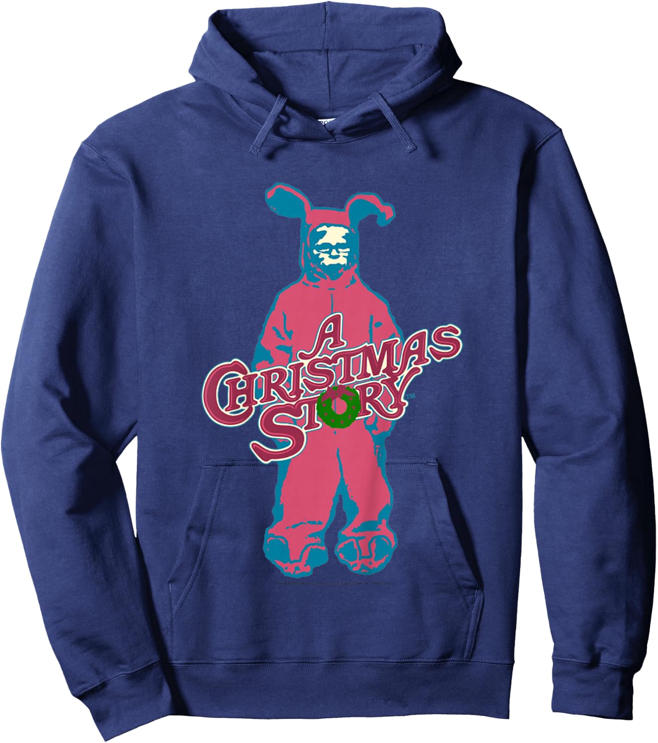 Kids A Christmas Story Ralphie Pink Bunny Suit Logo Hoodie - Hoodie | Navy