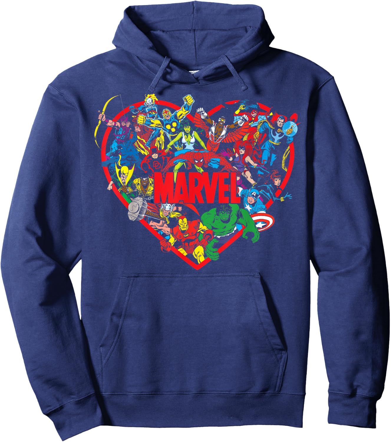 Marvel Valentine's Day Group Shot Heart Mashup Hoodie - Hoodie | Navy