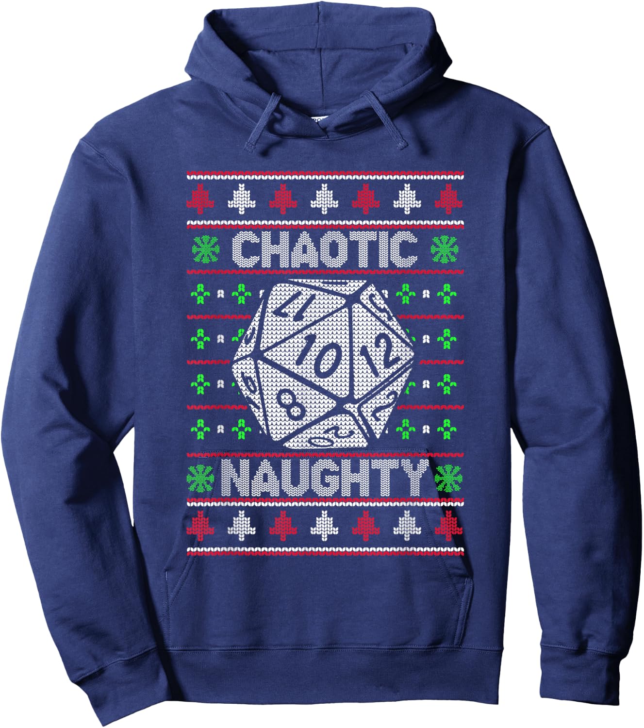 Santa Chaotic Naughty Christmas D20 Ugly Tabletop Sweater Hoodie - Hoodie | Navy