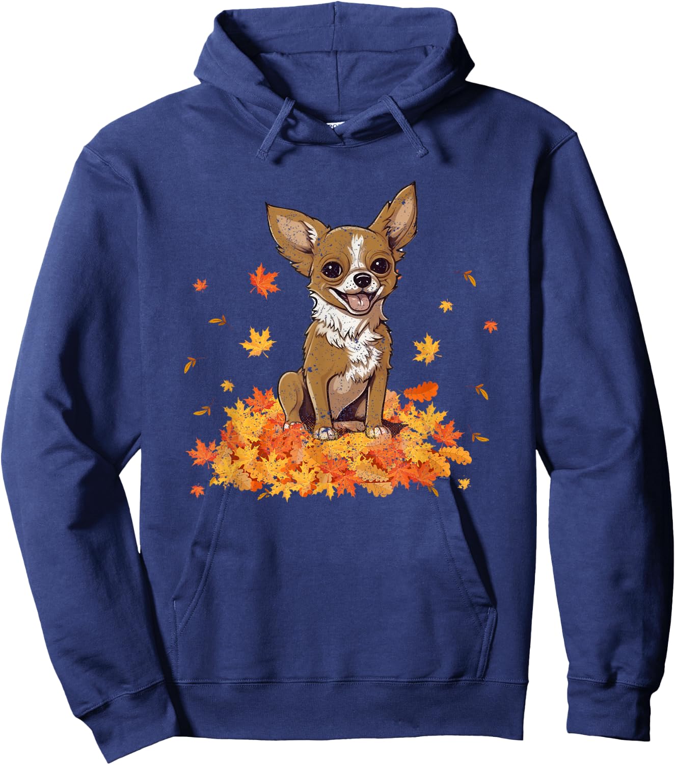 Chihuahua Hello Autumn Dog Lover Fall Leaves Thankgiving Hoodie - Hoodie | Navy