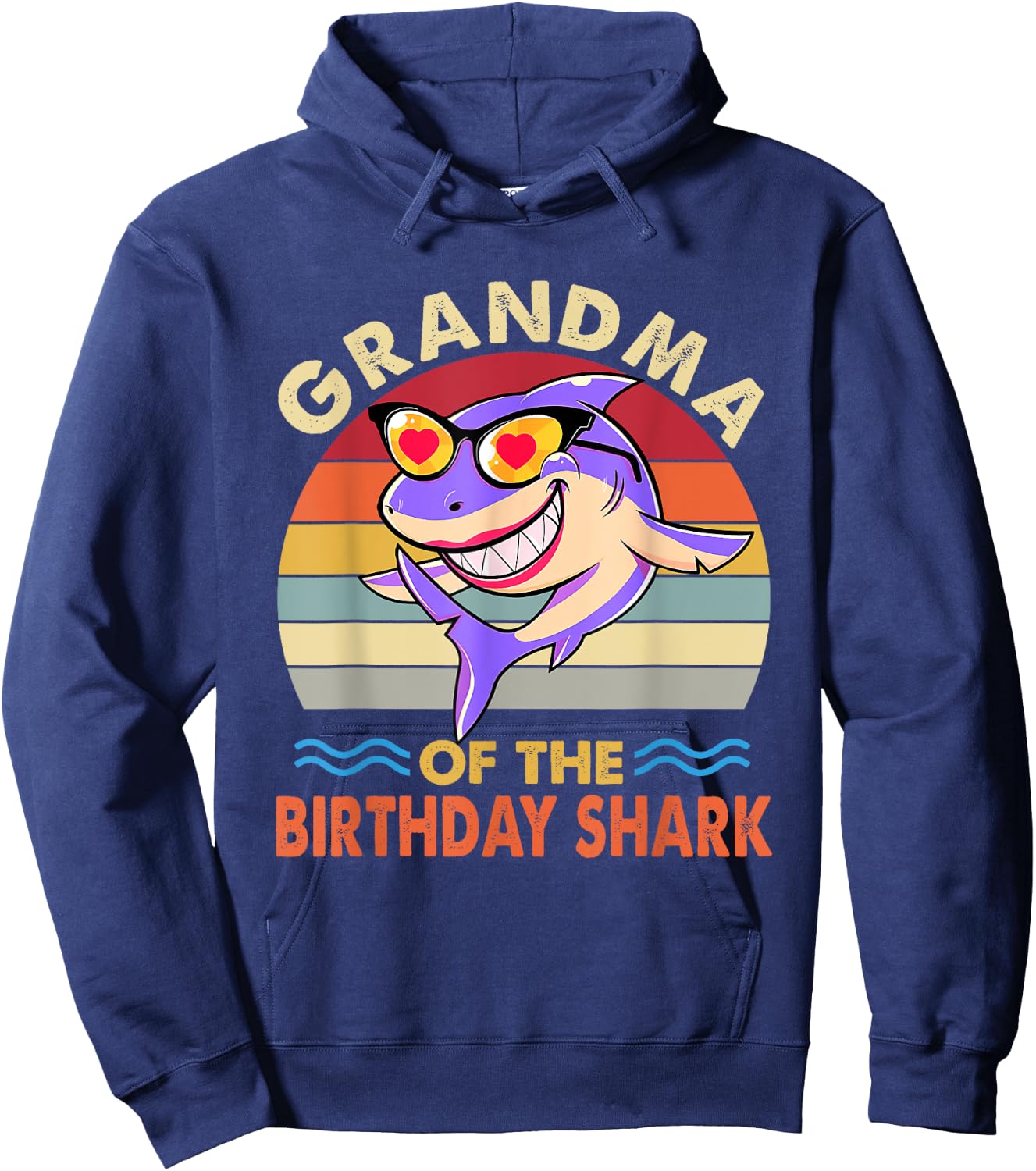 Grandma of the Shark Birthday Matching Family Hoodie - Hoodie | Navy