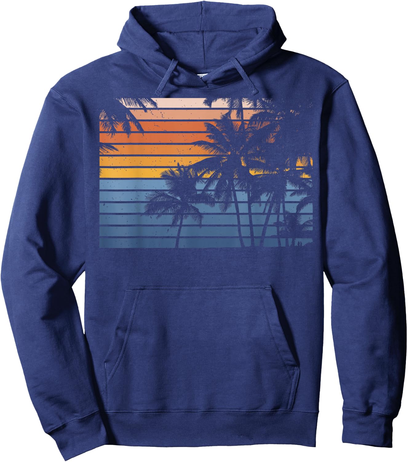 Palm Tree Silhouette Tree Design Vintage Graphic Gift Hoodie - Hoodie | Navy