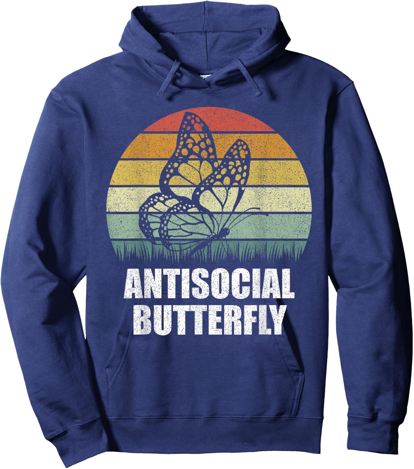 Retro Antisocial Butterfly Shirt Funny Gifts For Introverts Hoodie - Hoodie | Navy