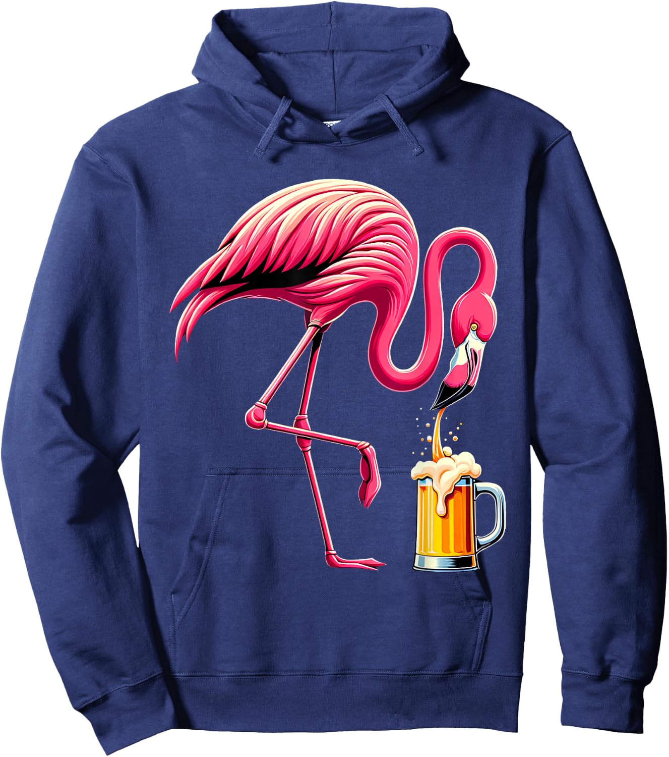 Funny Flamingo Drinking Beer Party Flamingo Lover Hoodie - Hoodie | Navy