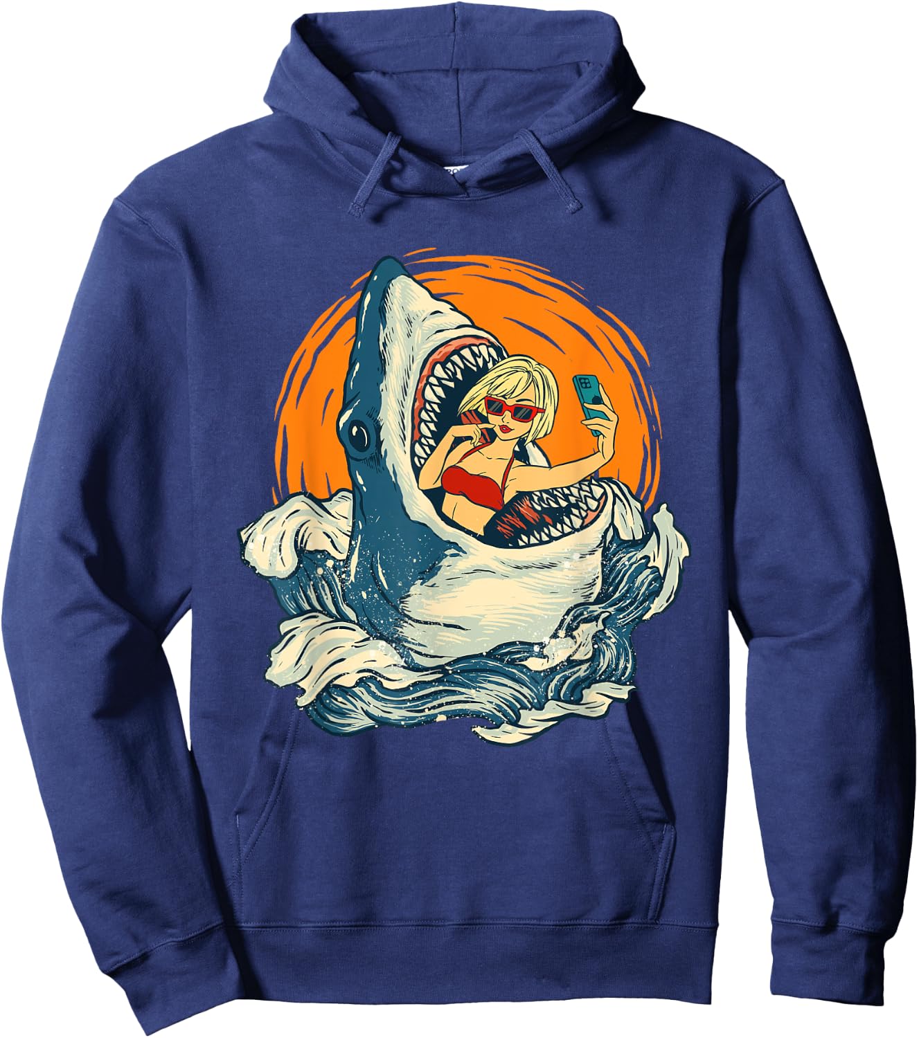 Sharkie - Selfie Shark Lover Animal Lover Marine Biologist Hoodie - Hoodie | Navy