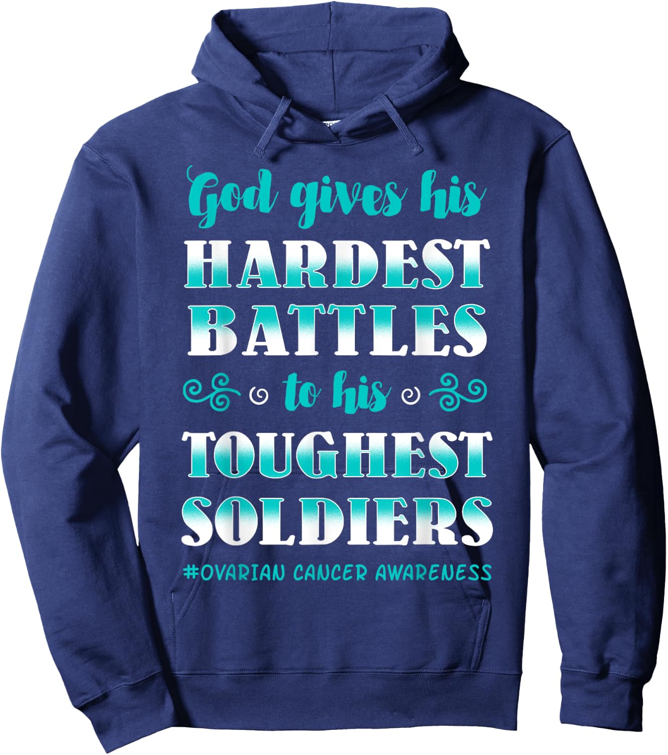 Ovarian Cancer Awareness Apparel Teal Carcinoma Gynecology Hoodie - Hoodie | Navy