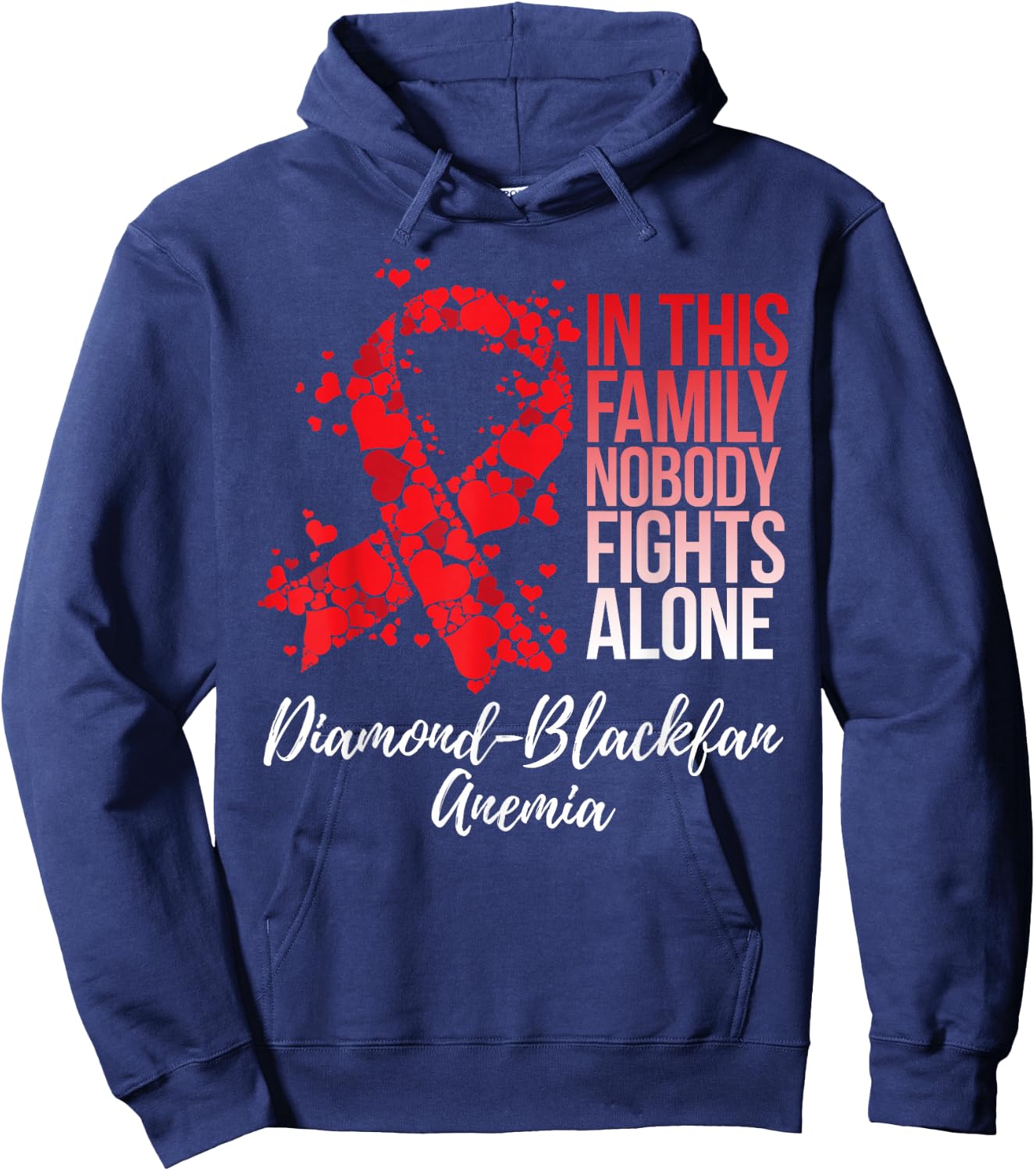 Family Support Diamond–Blackfan Anemia DBA Awareness Hoodie - Hoodie | Navy