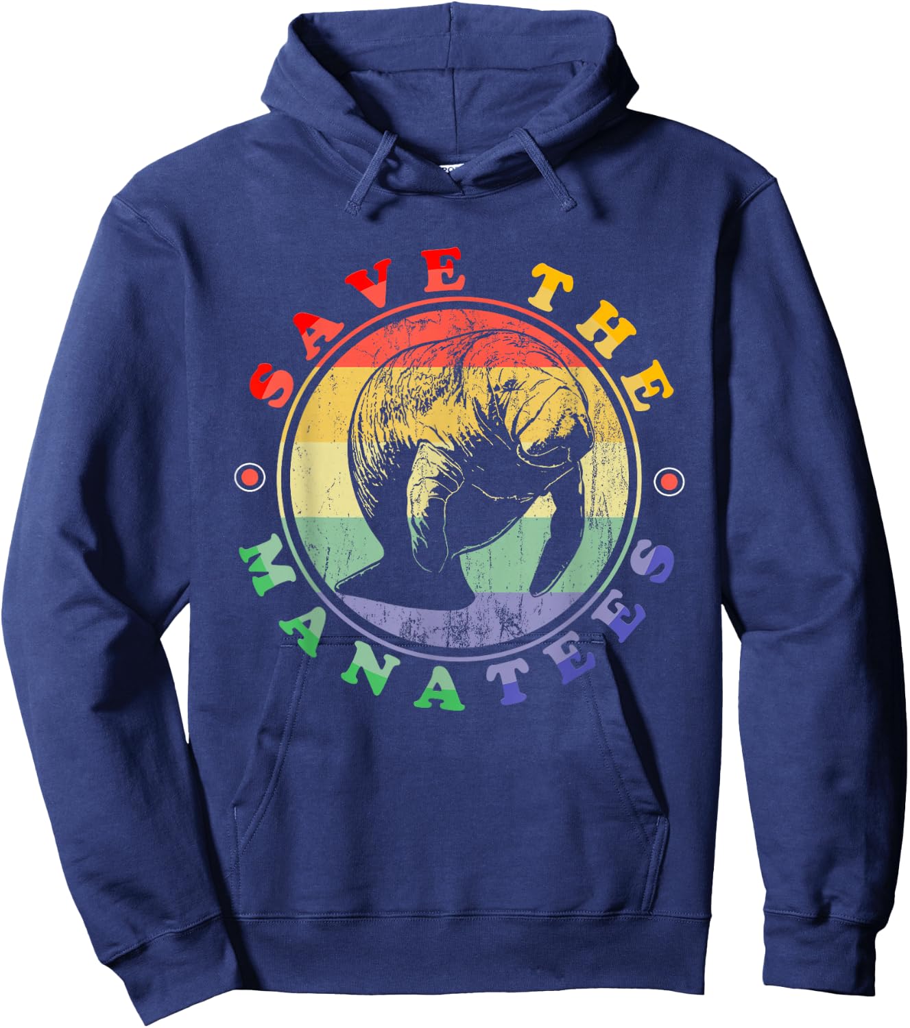 Save The Manatees Love Manatees Animal Retro Manatee Hoodie - Hoodie | Navy