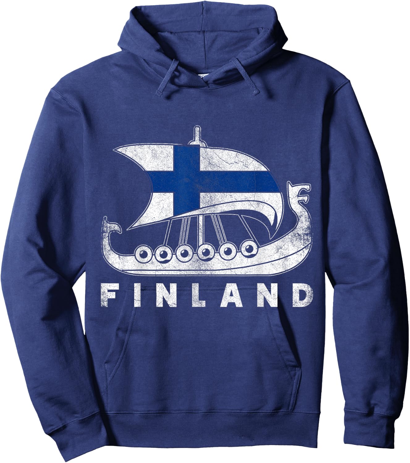 Finnish & Gifts -Adults Black Cotton Viking Themed Hoodie - Hoodie | Navy