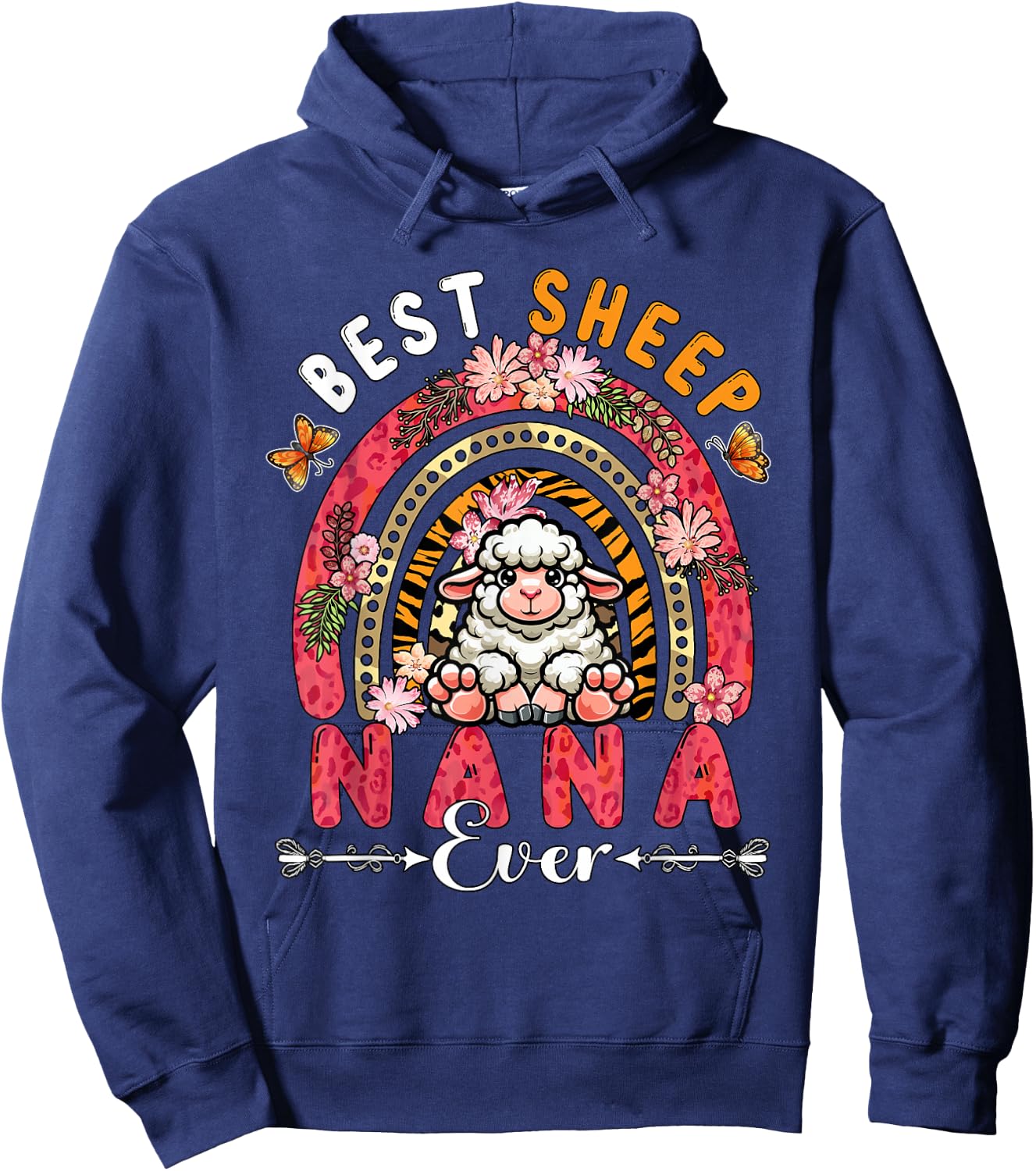 Best Sheep Nana Ever Mother's Day Flowers Rainbow Farm Hoodie - Hoodie | Navy