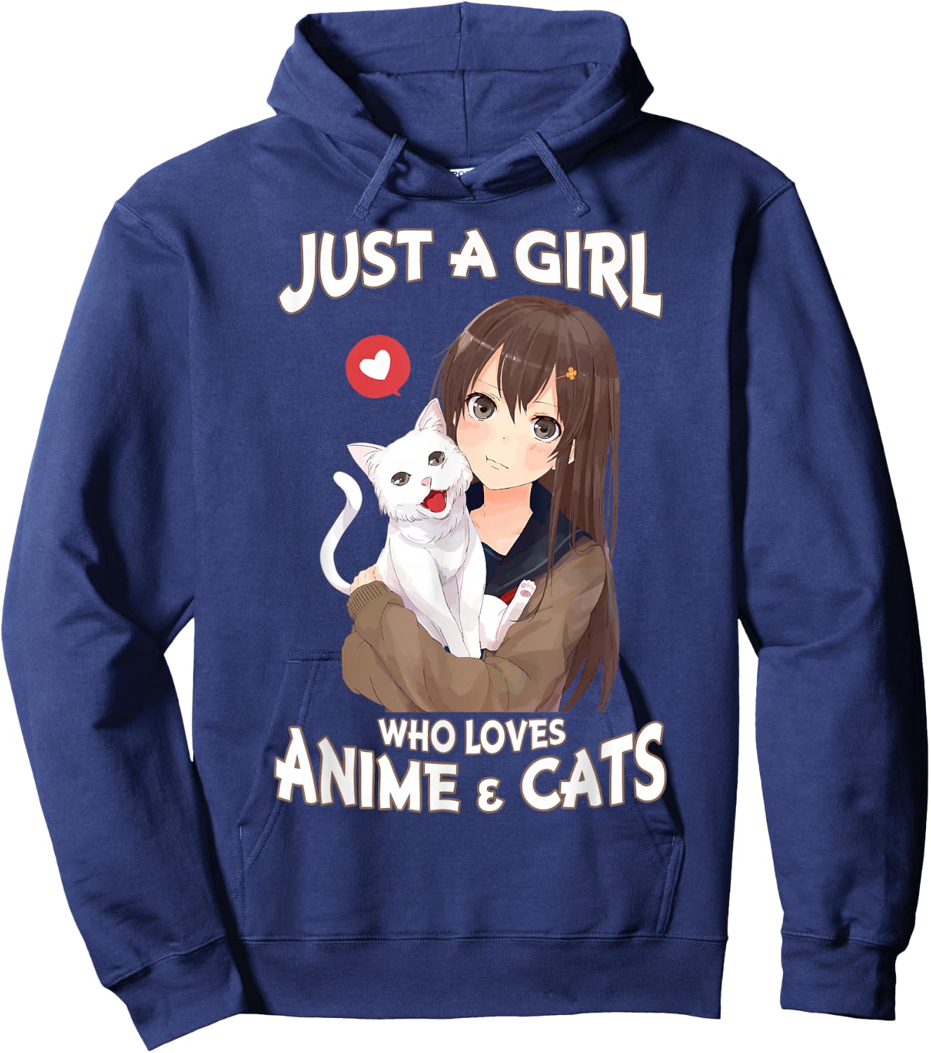 Just A Girl Who Loves Anime & Cats for Teen Girls Small Hoodie - Hoodie | Navy