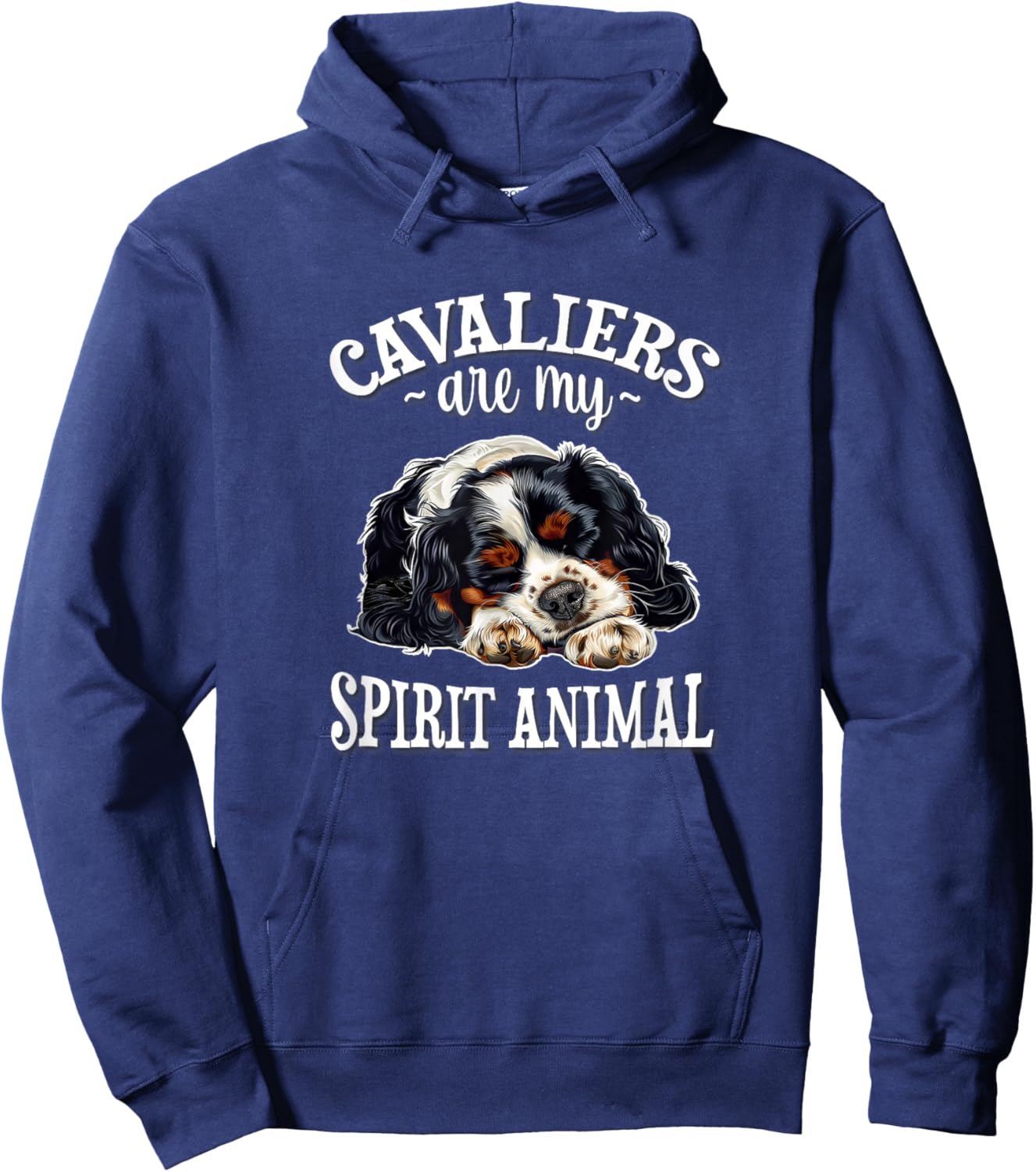 Funny Sleep Nap My Spirit Animal Tricolor Cavalier Dog Lover Hoodie - Hoodie | Navy