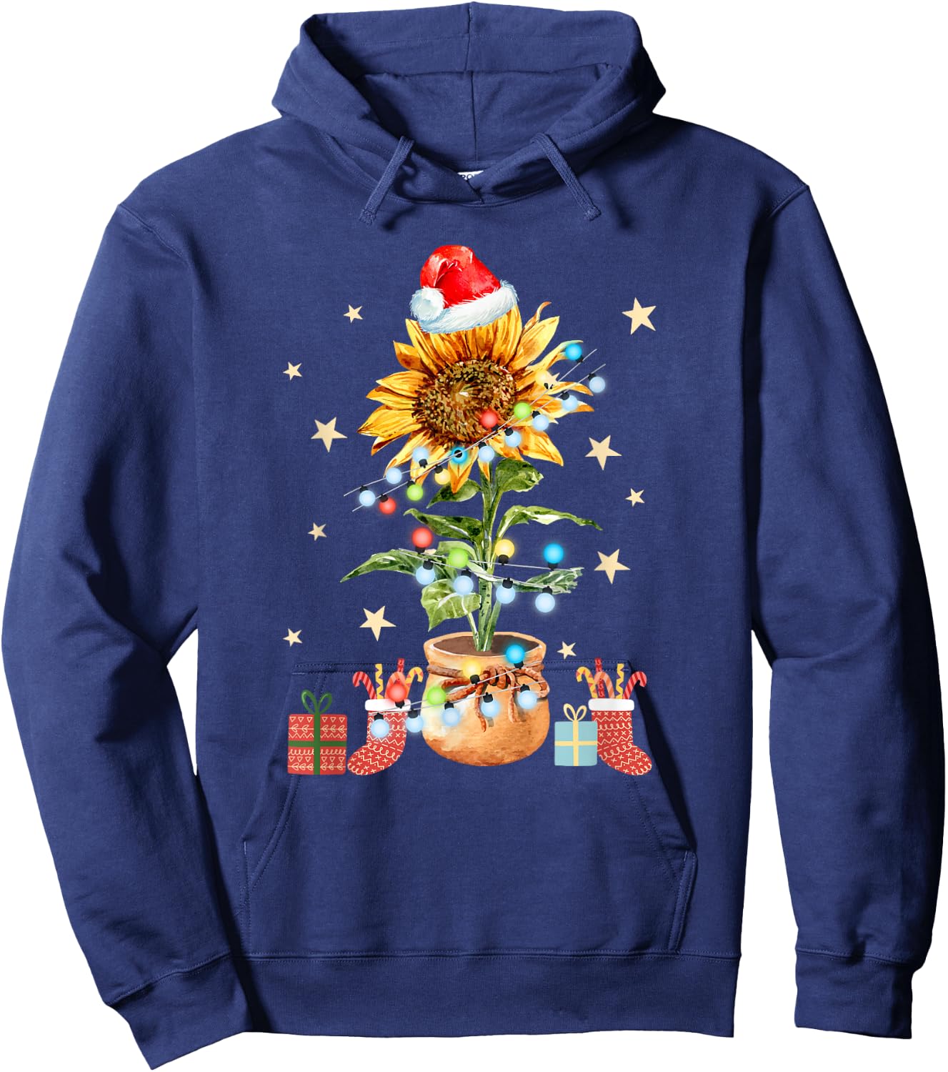 Sunflower Christmas Tree Light Plant Sunflower Lover Hoodie - Hoodie | Navy