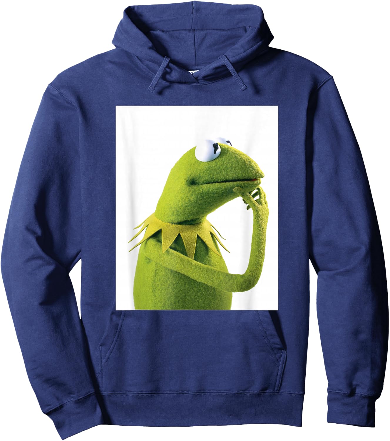 Disney The Muppets Kermit The Frog Thinking Side Portrait Hoodie - Hoodie | Navy