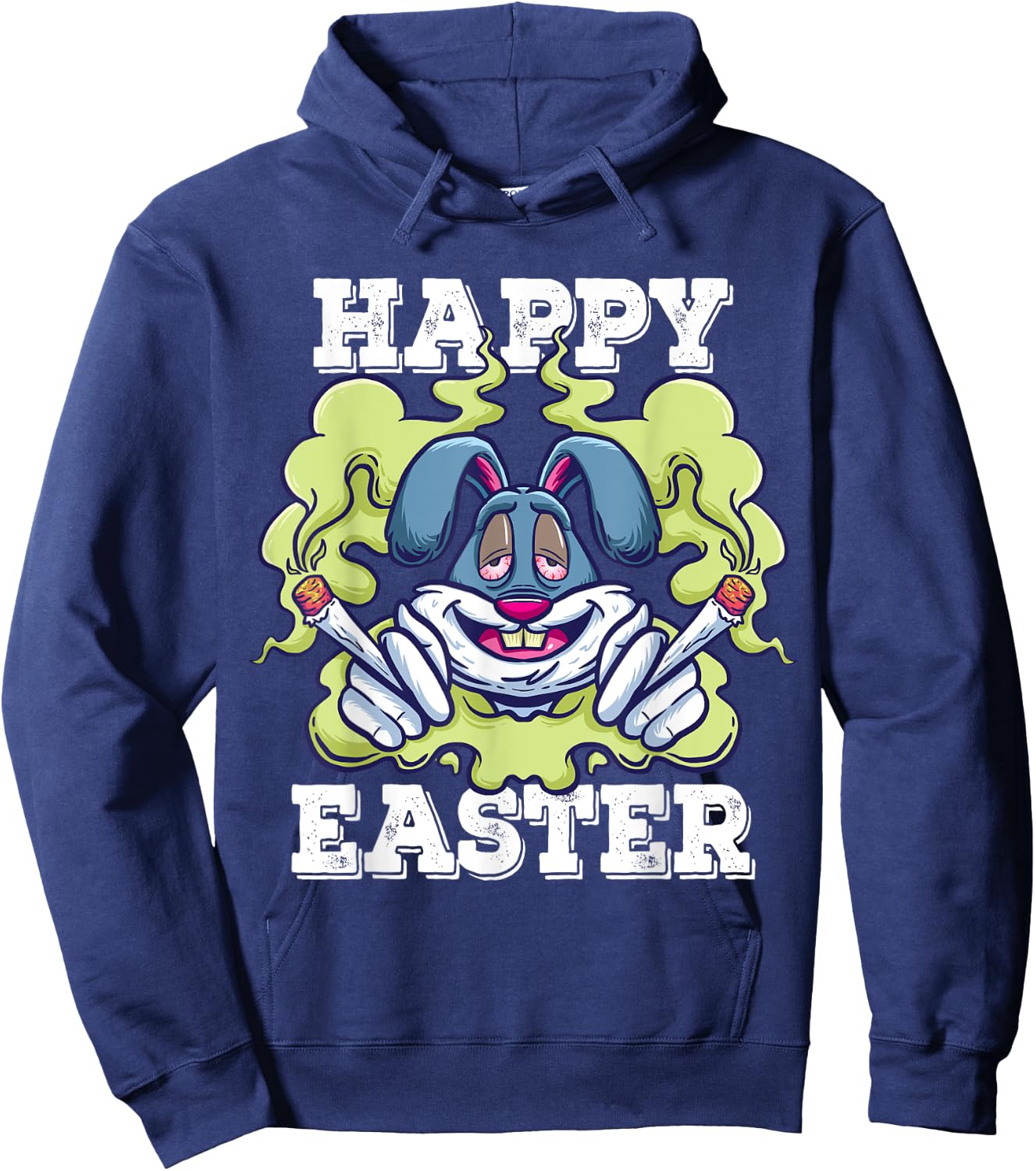 Happy Easter Stoned Rabbit Marijuana Stoner Pothead Cannabis Hoodie - Hoodie | Navy