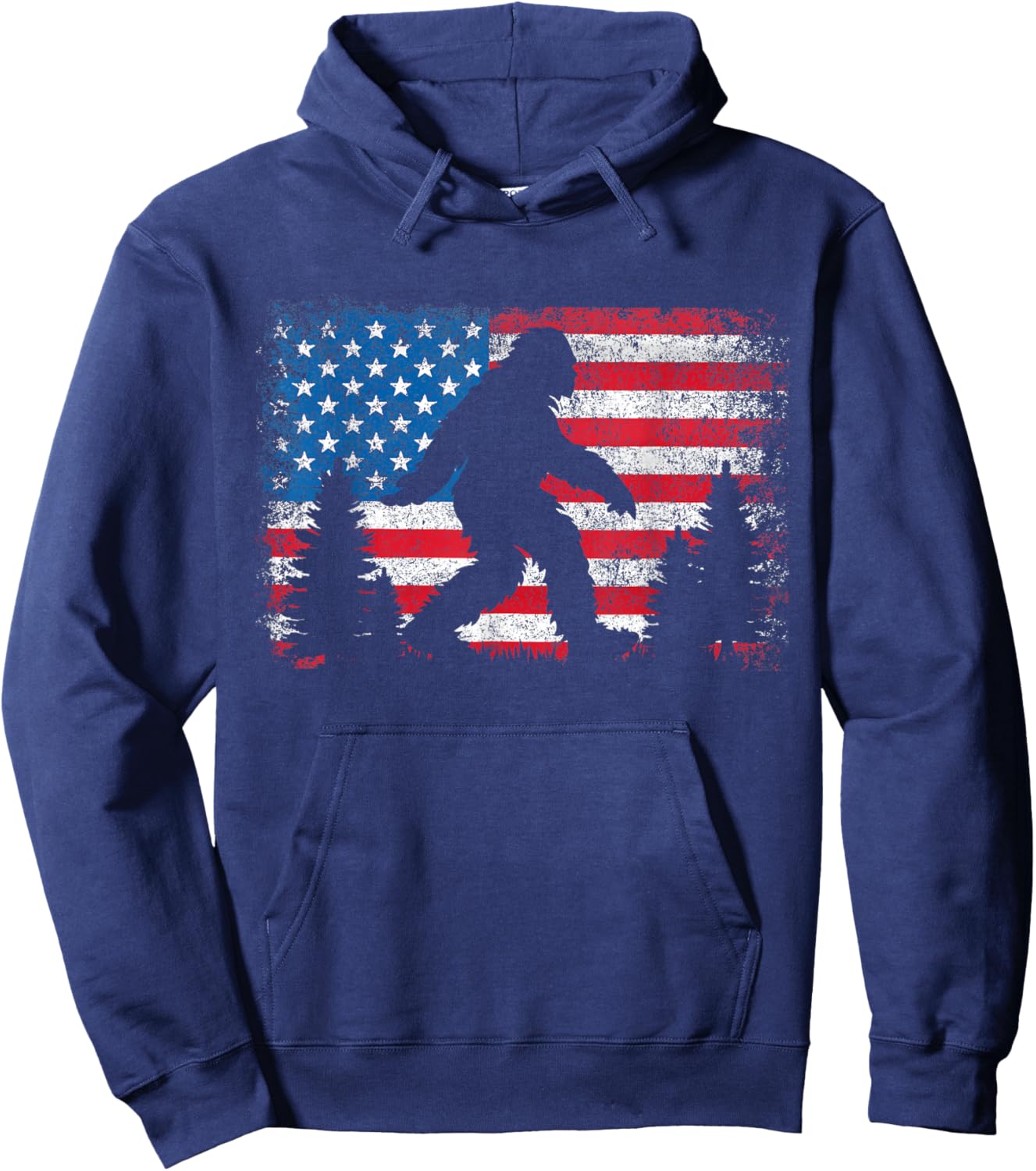 Bigfoot 4th of July American USA Flag Patriotic Kids Hoodie - Hoodie | Navy